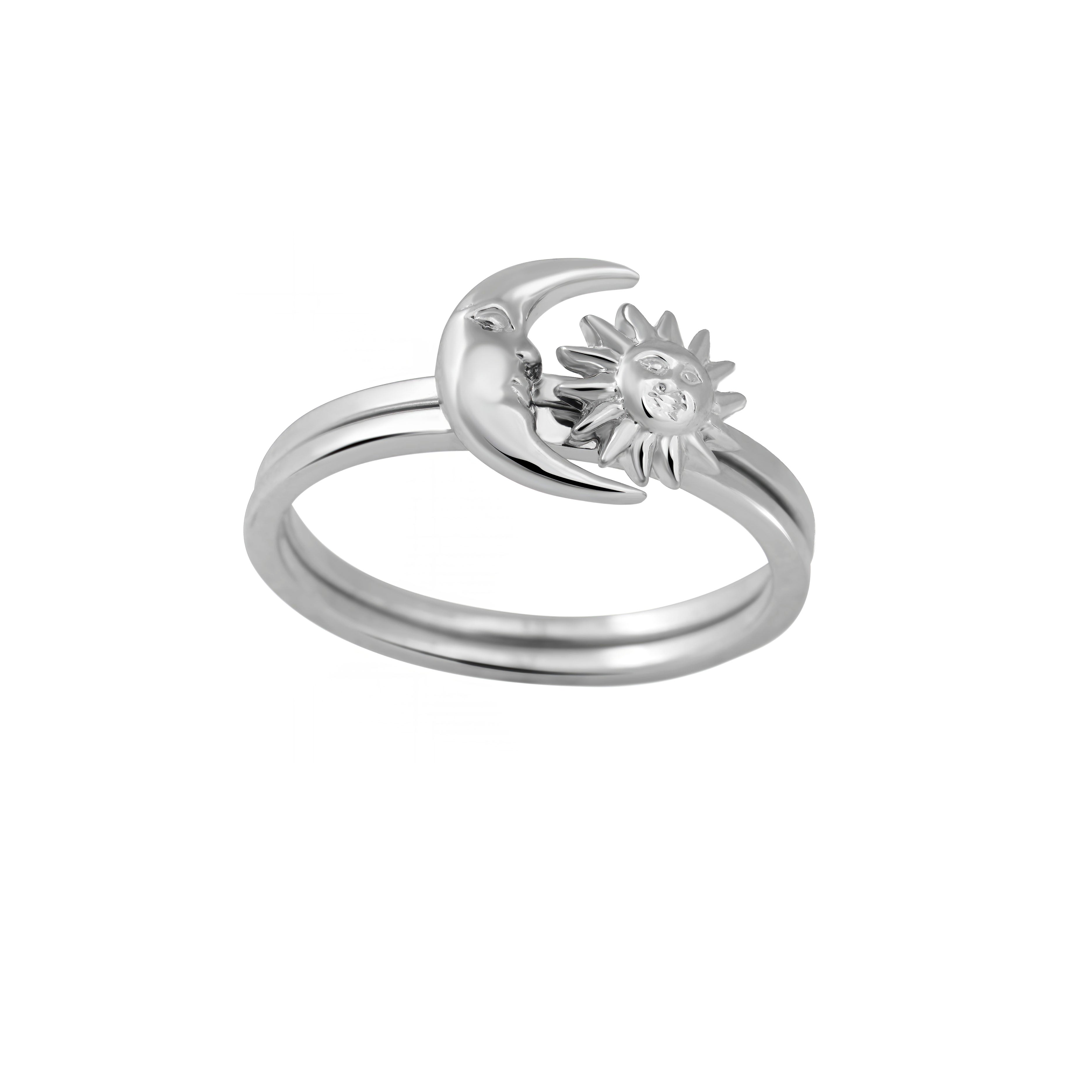 Sol and Moon Ring Set - Sterling Silver Celestial Jewelry for Women, Boho Chic Stackable Rings - Perfect for Everyday Wear, Gifts, and Spiritual Healing