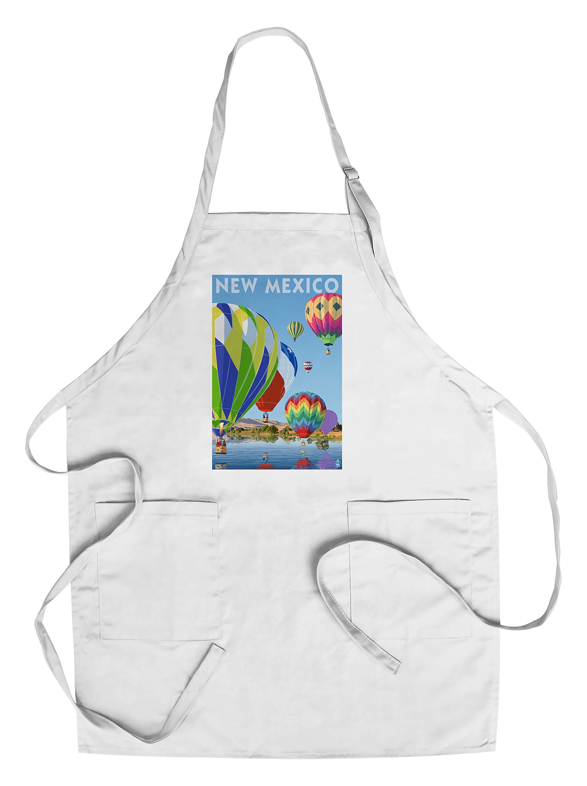 New Mexico Hot Air Balloons Cotton Canvas Apron - Unisex Kitchen Cooking Baking Grilling Apron with Pockets - Perfect for BBQ, Baking & Outdoor Cooking