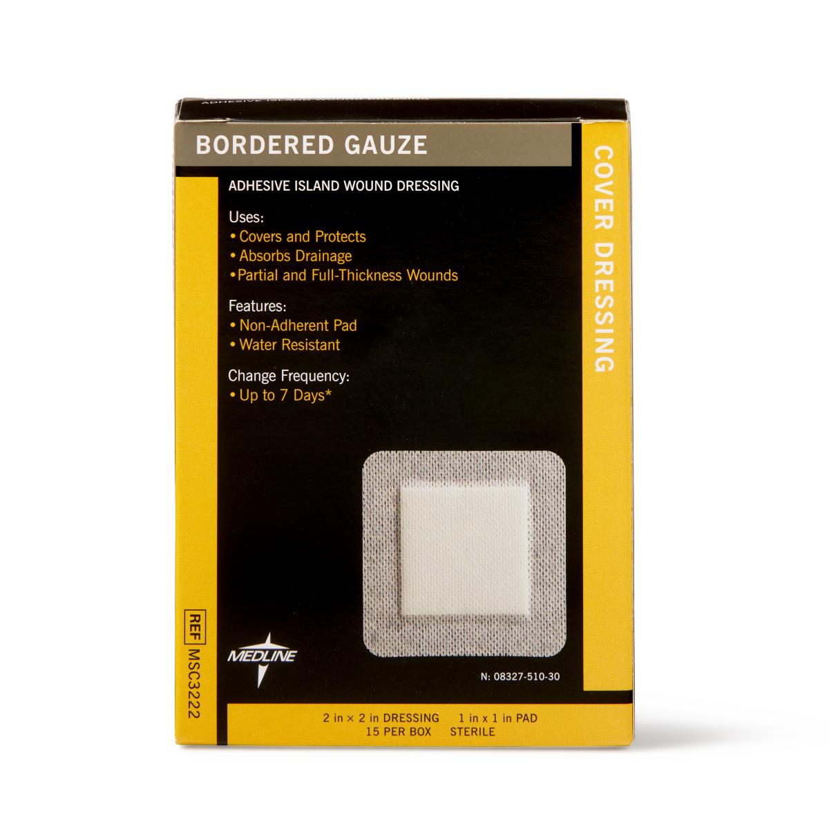 Sterile Bordered Gauze Adhesive Island Wound Dressing - 15-Piece Box (Various Sizes) | First Aid for Cuts, Burns & Surgical Wounds | Medical-Grade Bandages for Home & Hospital Use