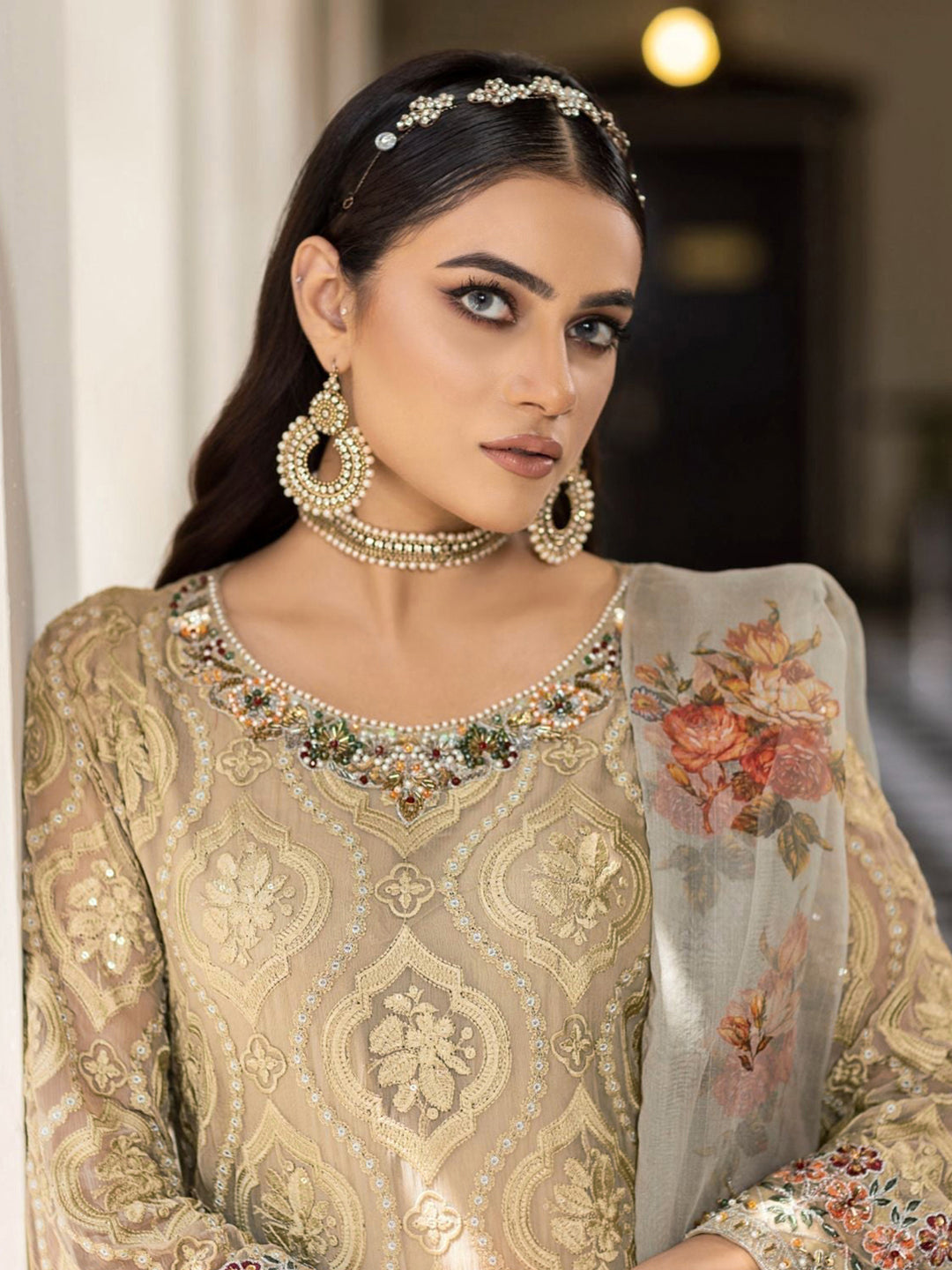 Elegant Beige Designer Heavy Semi-Stitched Pant Suit with Exquisite Embroidery | Formal Office Wear & Wedding Guest Outfit