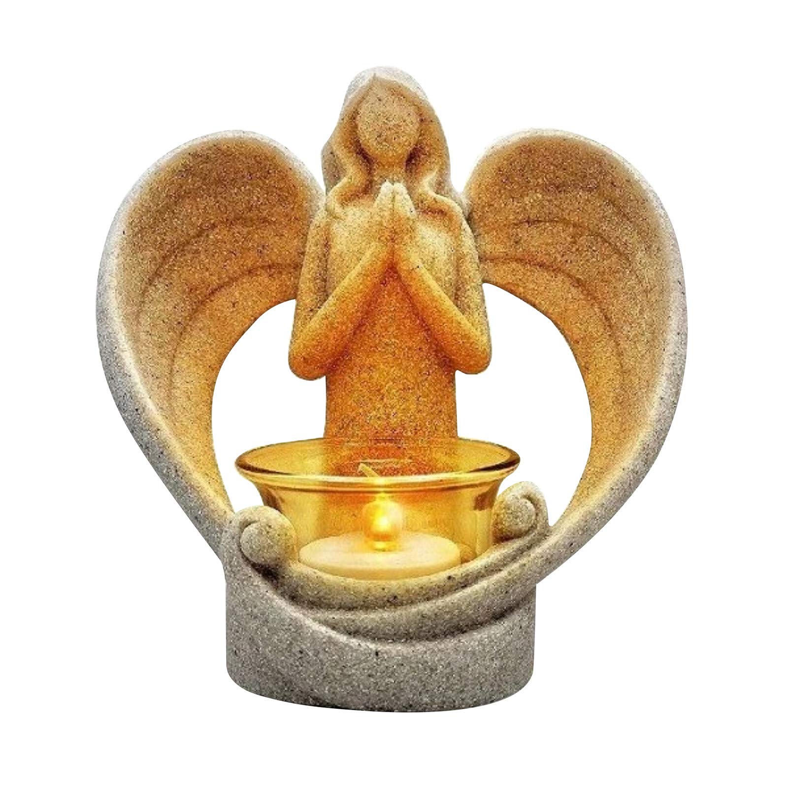 Flashing LED Memorial Angel Candles - Sympathy Gifts with Angel Statues for Home Decor, Multicolor Chunky Candle Holders | Perfect for Memorial Services, Sympathy Gifts & Spiritual Home Decor