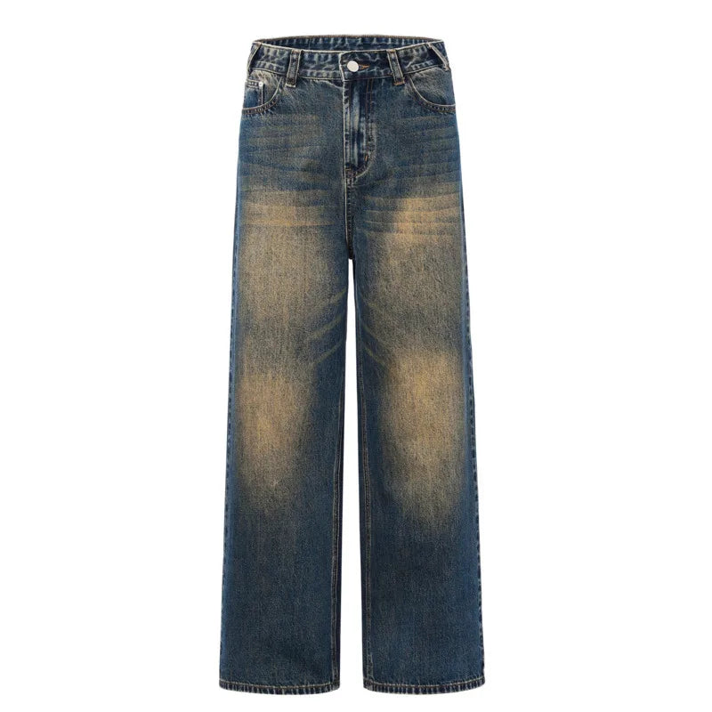 **Distressed Washed Denim Jeans for Men - Loose Straight Leg Baggy Pants | American Fashion Summer Trousers | Casual Wear, Street Style & Everyday Comfort**
