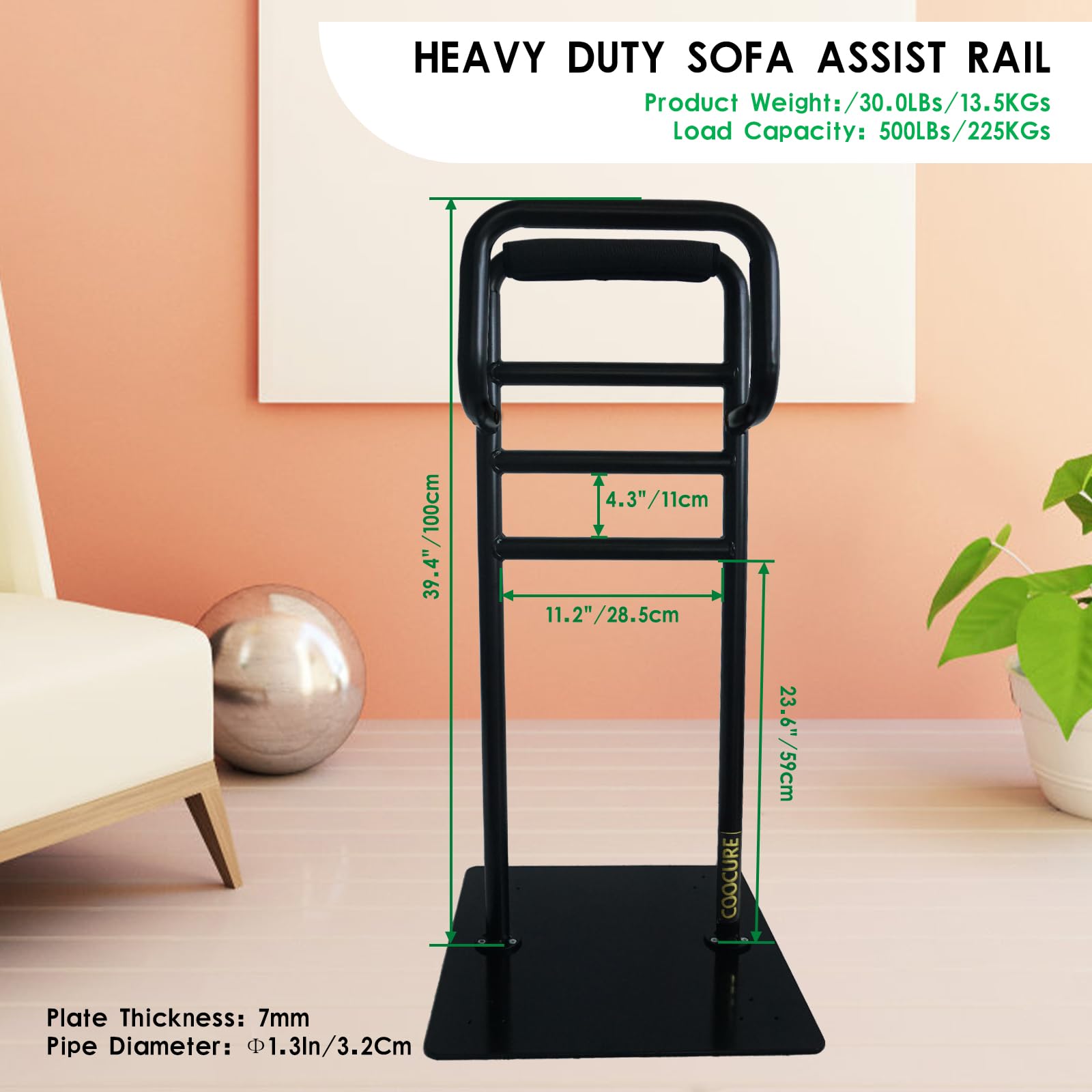 Heavy Duty Stand Assist Rail for Seniors - Non-Slip Sofa & Chair Couch Stand Aid - Mobility Assistance Device for Elderly & Disabled - Perfect for Living Room, Bedroom & Rehabilitation Use