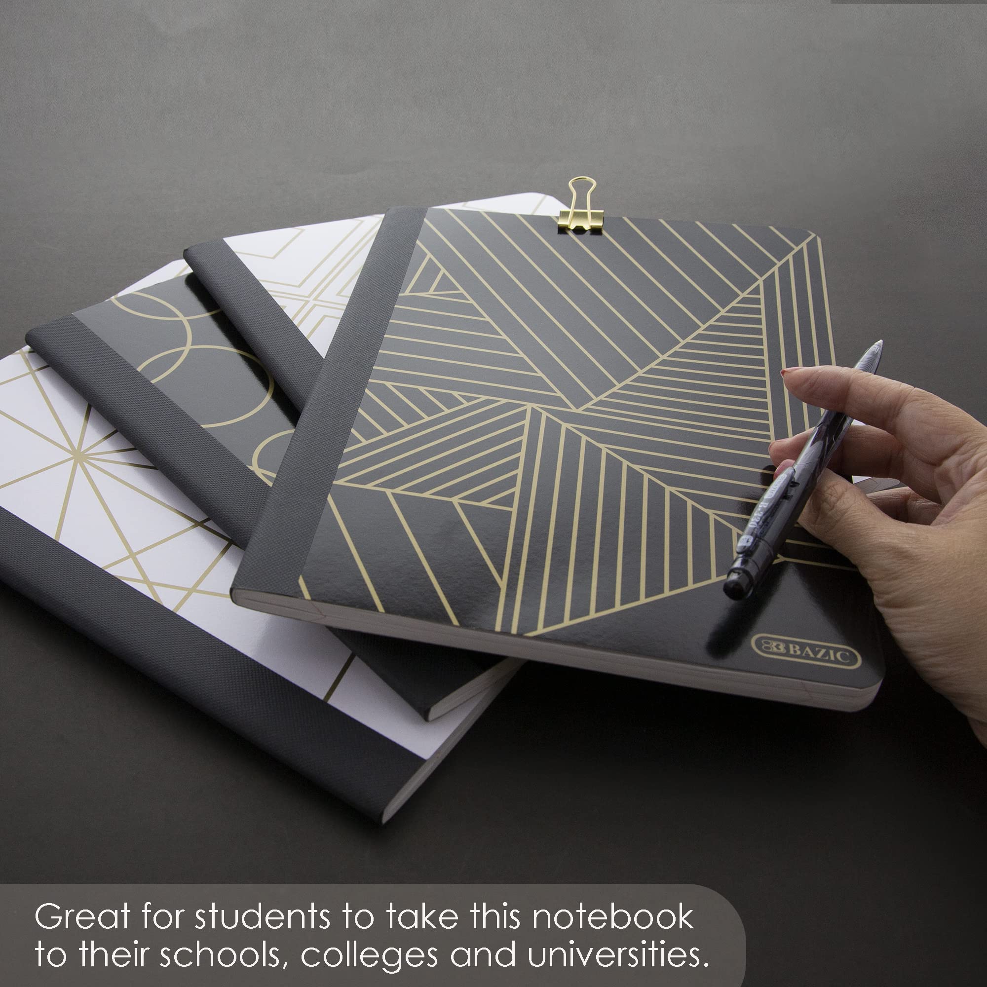 BAZIC 100-Sheet College Ruled Composition Notebook - Geometric Design Writing Journal, Lined Notebook for School & Office (48-Pack) - Perfect for Note Taking, Journaling & Classroom Supplies