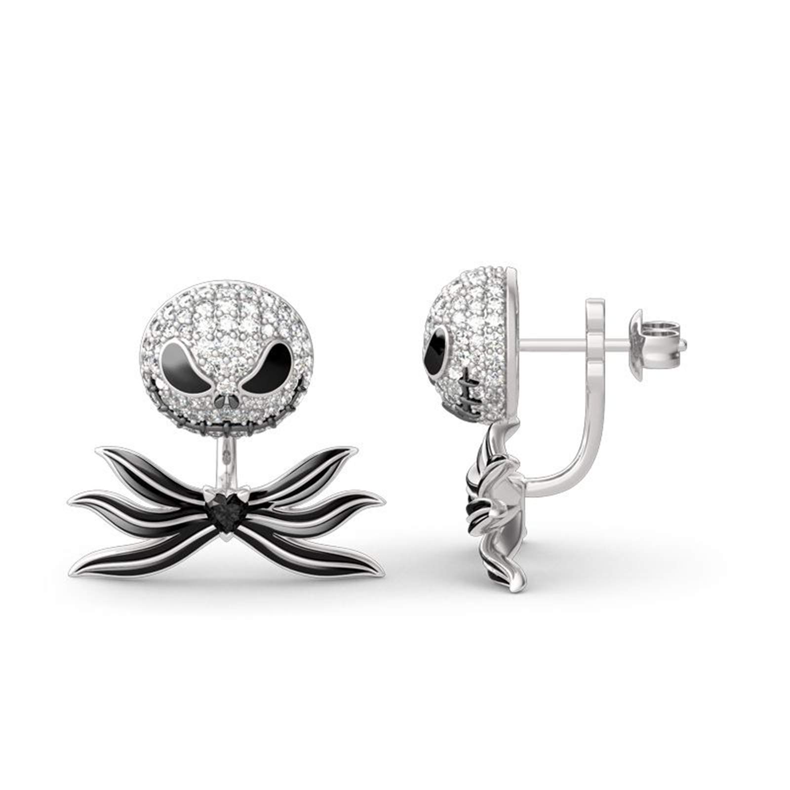 Jeulia Bat Bow Tie Skull Heart Cut Sterling Silver Earrings for Women - Halloween, Christmas, Birthday Gift for Bride, Friend, Wife - Elegant Jewelry Box Included - Perfect for Parties, Weddings & Gothic Fashion