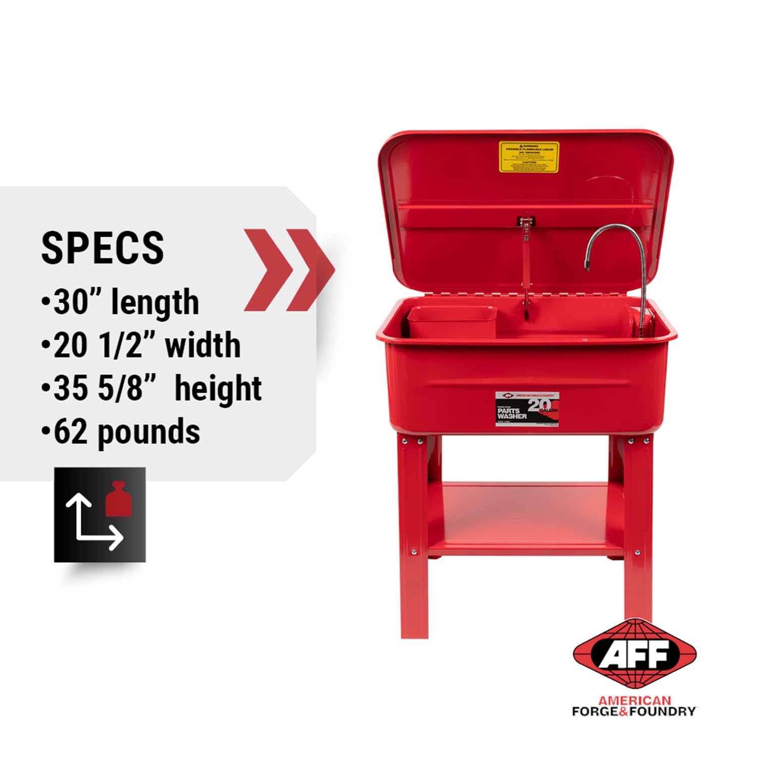 AFF Parts Washer - Heavy Duty Tool & Automotive Parts Cleaner with Accessories - Multiple Capacity Options for DIY, Garage & Workshop Use