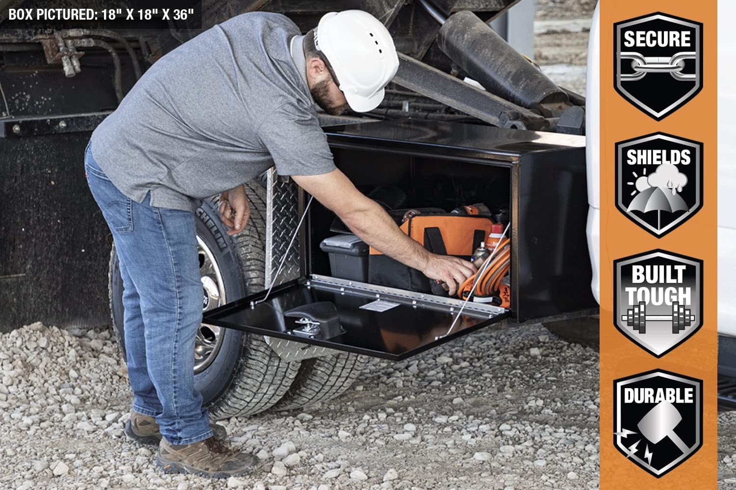 Buyers Products 1704303 Black Steel Underbody Truck Tool Box with Lockable T-Handle Latch | 24x24x30 Inch | Made in USA | Heavy-Duty Pickup Truck Storage Box for Tools & Equipment | Perfect for Work Trucks, Construction & Off-Road Use
