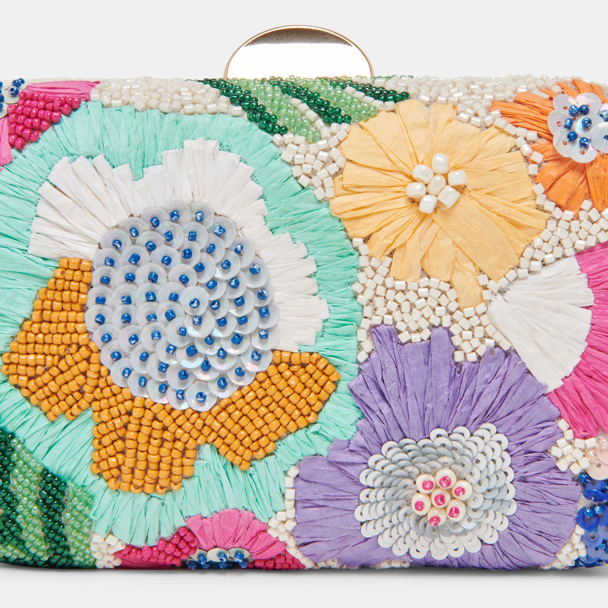 Pastel Multi Beaded Daisy Clutch - Elegant Beaded Handbag for Women, Perfect for Weddings, Parties & Evening Events