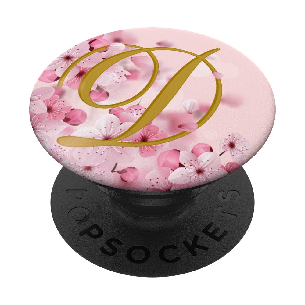 Custom Monogram Letter D Cherry Blossom PopSockets Swappable PopGrip - Phone Grip, Stand & Sticker for iPhone, Samsung & Smartphones - Perfect for Spring, Gifts & Everyday Use