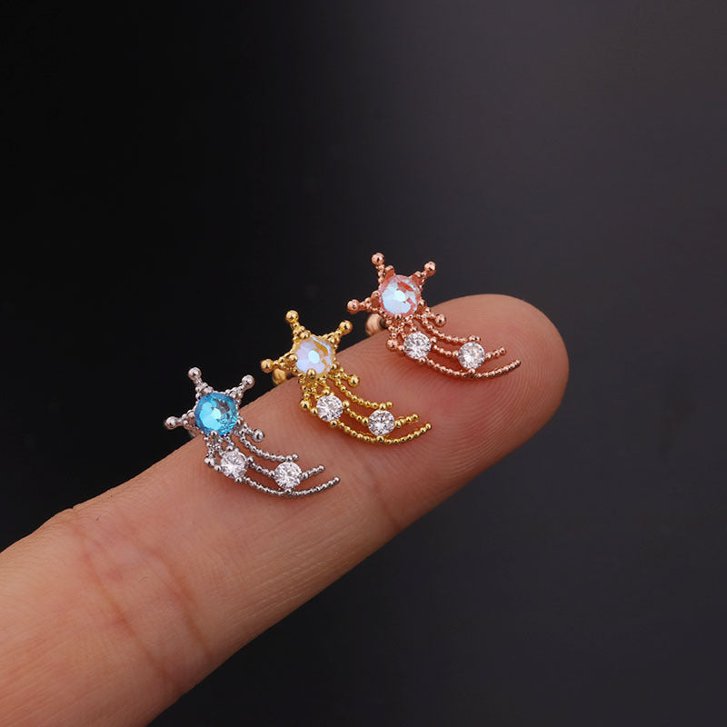 20G Cartilage Tiny Stud Earrings - Moonstone Stud Earrings for Women | HSPJ261 | Perfect for Daily Wear, Parties & Gifts