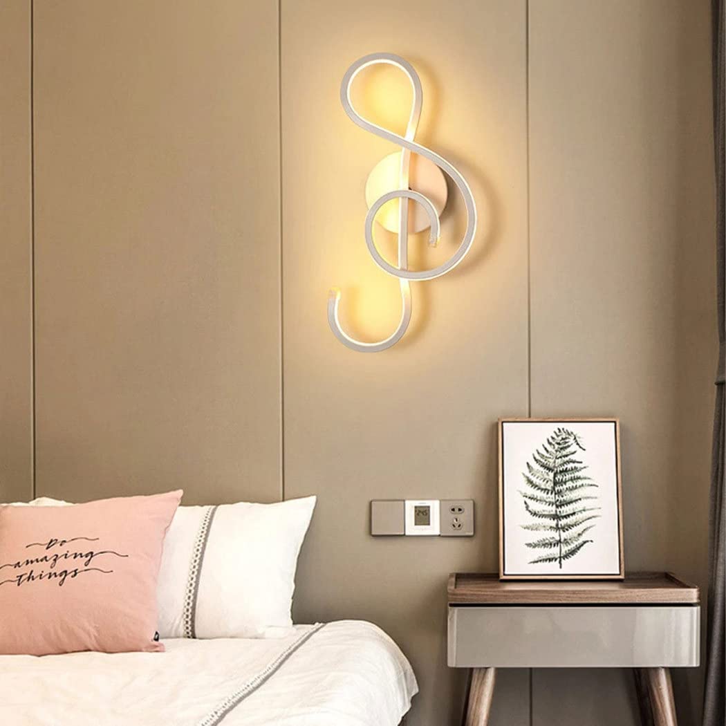 22W Modern Aluminum Music Symbol LED Wall Sconce - Creative Art Deco Indoor Lighting for Bedroom, Living Room, Cafe & Corridor - Energy Efficient White Wall Lamp for Ambient & Accent Lighting