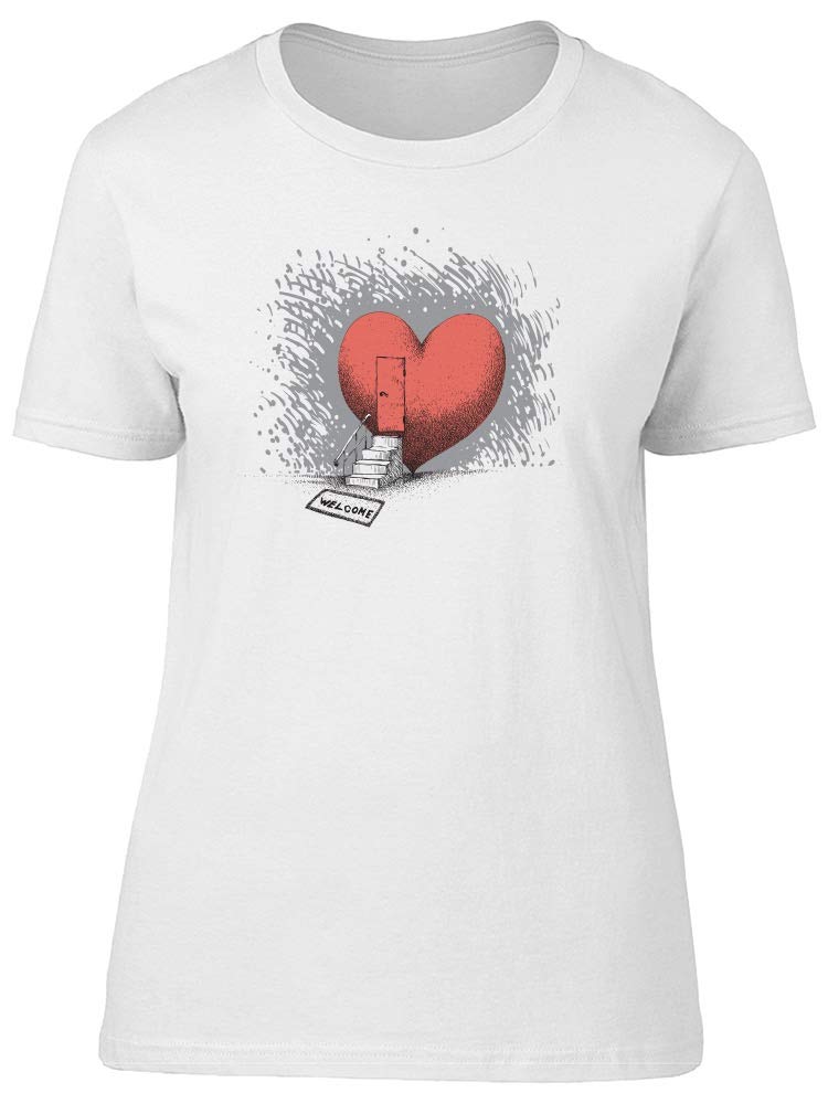 Women's Heart With A Door Graphic T-Shirt - Cute Casual Tee for Everyday Wear, Date Nights & Gifts