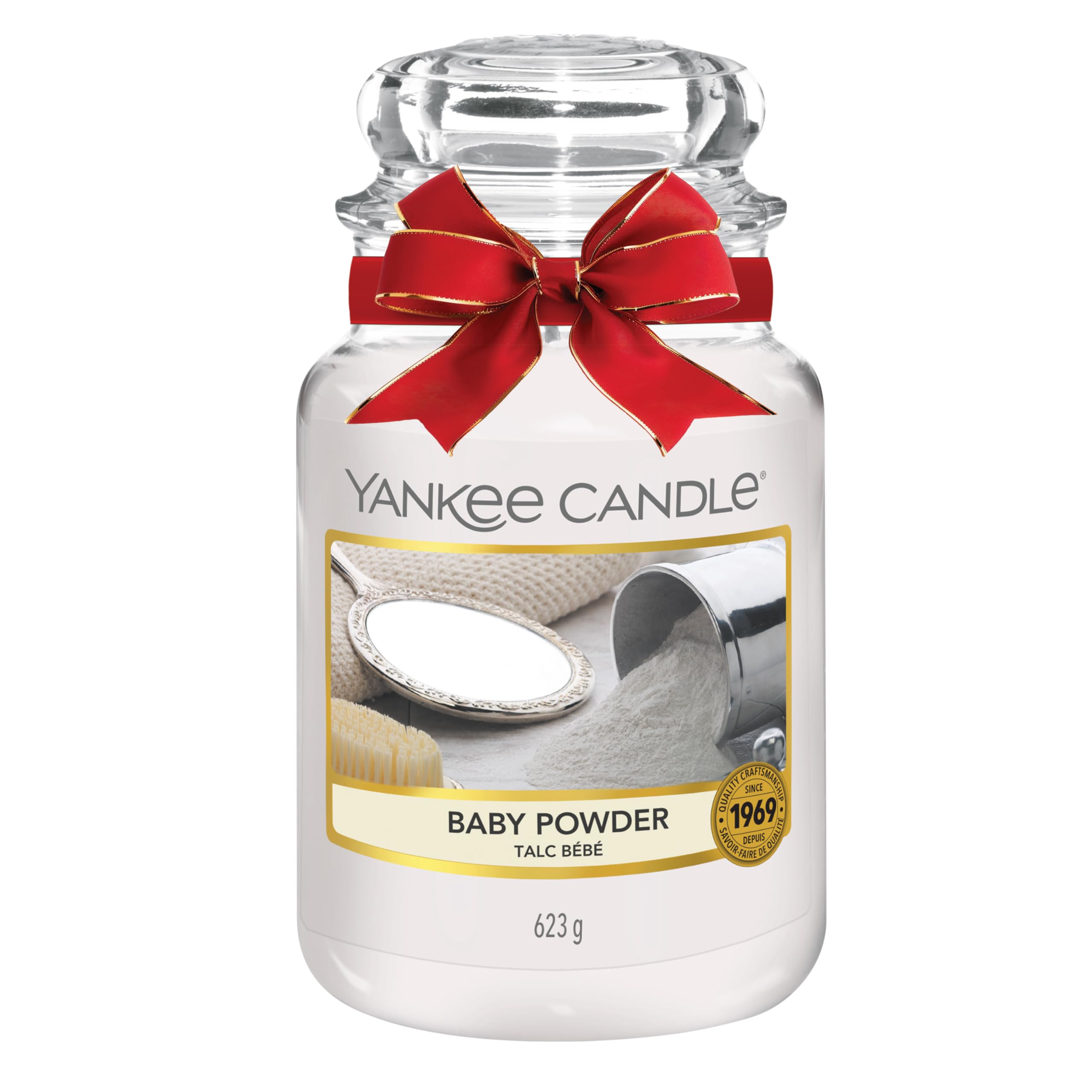 Yankee Candle Baby Powder Scented Large Jar Candle - 14.5 oz Long Lasting Fragrance for Home, Bedroom & Relaxation