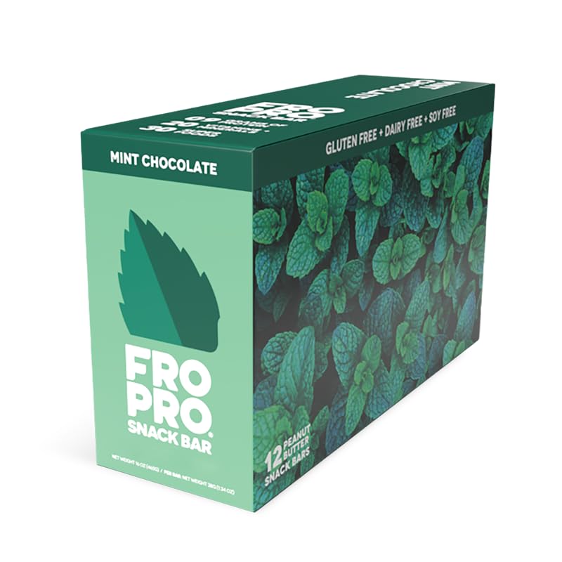 FROPRO Plant Based Protein Snack Bars - Vegan, Gluten Free, Dairy Free, Soy Free, Low Calorie High Protein Energy Bars | Mint Chocolate Flavor, 24 Count Pack | Perfect for Post-Workout Recovery, Healthy Snacking & On-the-Go Nutrition