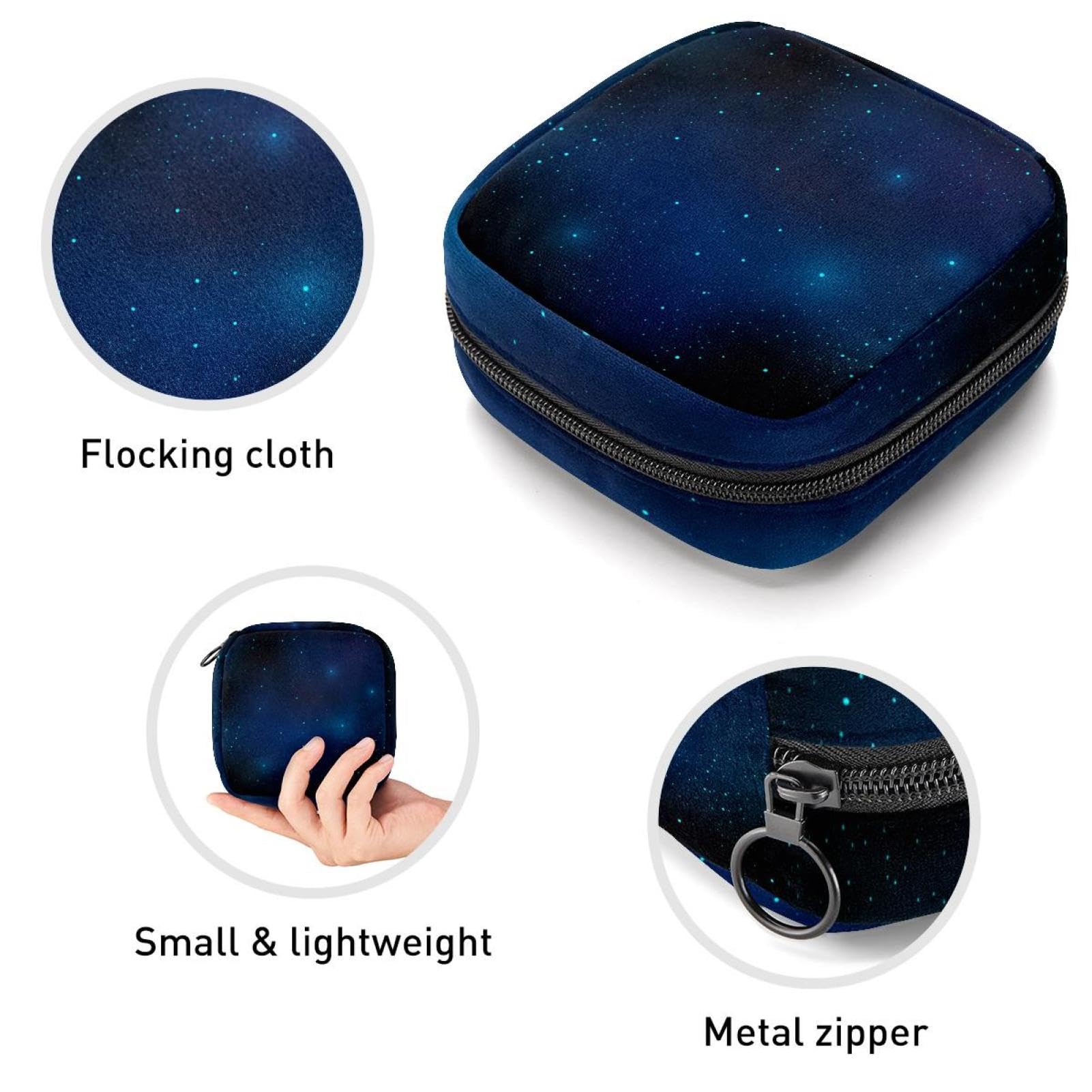 **Stylish Menstrual Hygiene Pouch - Reusable Sanitary Pad & Menstrual Cup Organizer for Women & Girls - Perfect for Travel, Gym & Daily Use - Starry Sky Design**