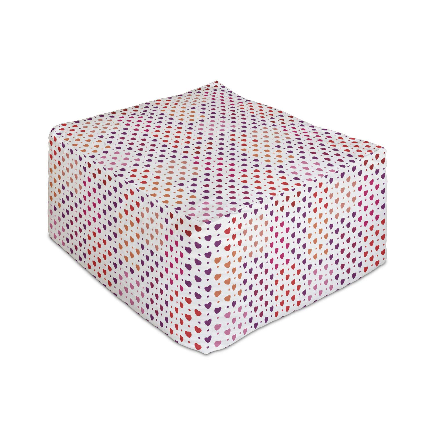 Ambesonne Heart Rectangle Pouf Ottoman - Modern Love Romance Design with Hearts and Dots Pattern, 25