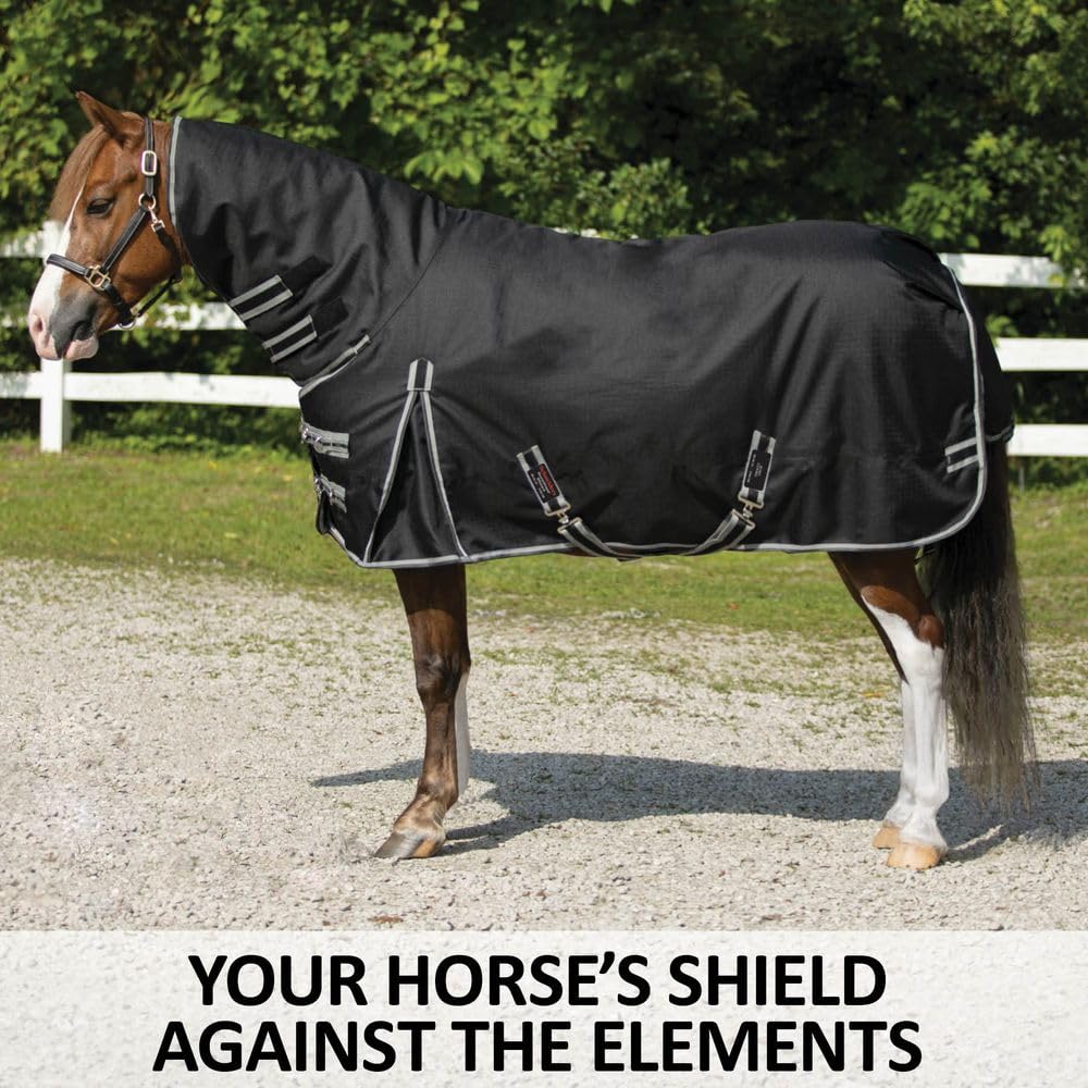 Blizzard II Horse Turnout Blanket - Waterproof Winter Horse Blanket with Attached Neck & European Surcingle Design | Ideal for Cold Weather Riding, Stable Use & Outdoor Turnout