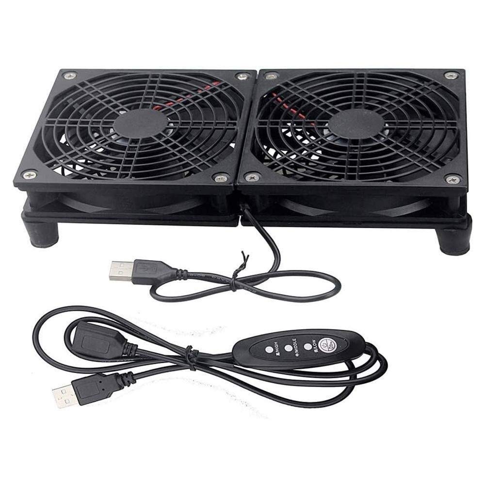 ShiSyan Dual USB Cooling Fan - Ultra Thin & Quiet 2 Fan Design for Router, TV Box, PC, Laptop - Portable Desktop Cooling Solution for Home & Office Electronics