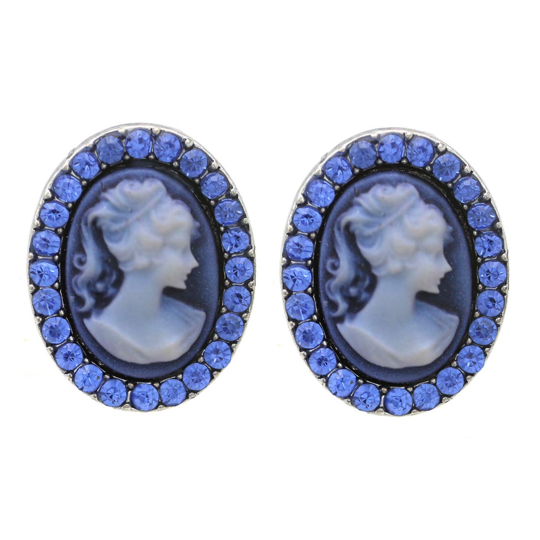 SoulBreezeCollection White & Gray Cameo Stud Earrings - Vintage Fashion Jewelry for Women - Perfect for Weddings, Parties & Everyday Wear