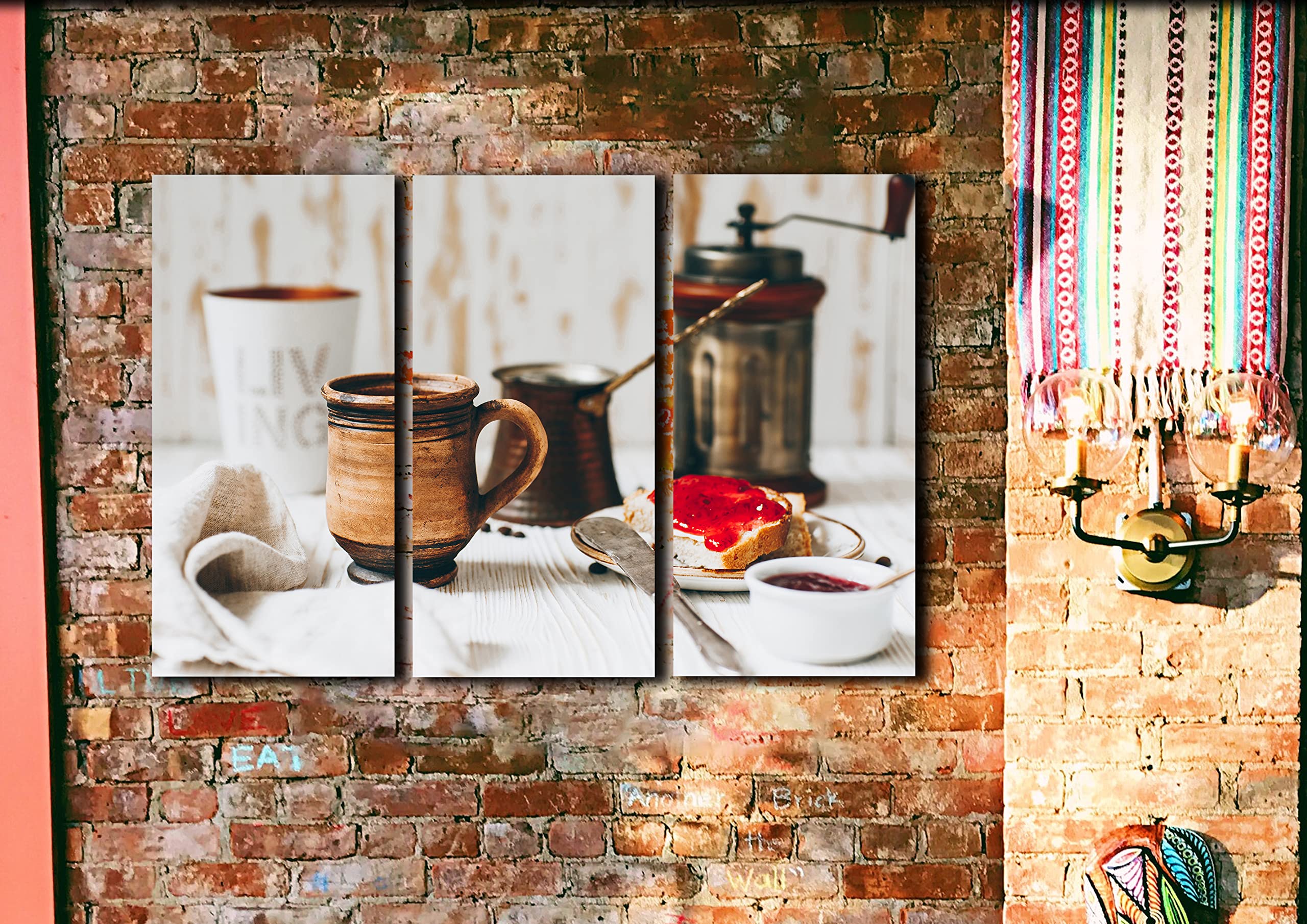3-Piece Turkish Coffee Wall Art Canvas Print Set - Food & Cooking Theme Decor for Kitchen, Dining Room - Perfect for Home, Cafe, and Restaurant Wall Decoration