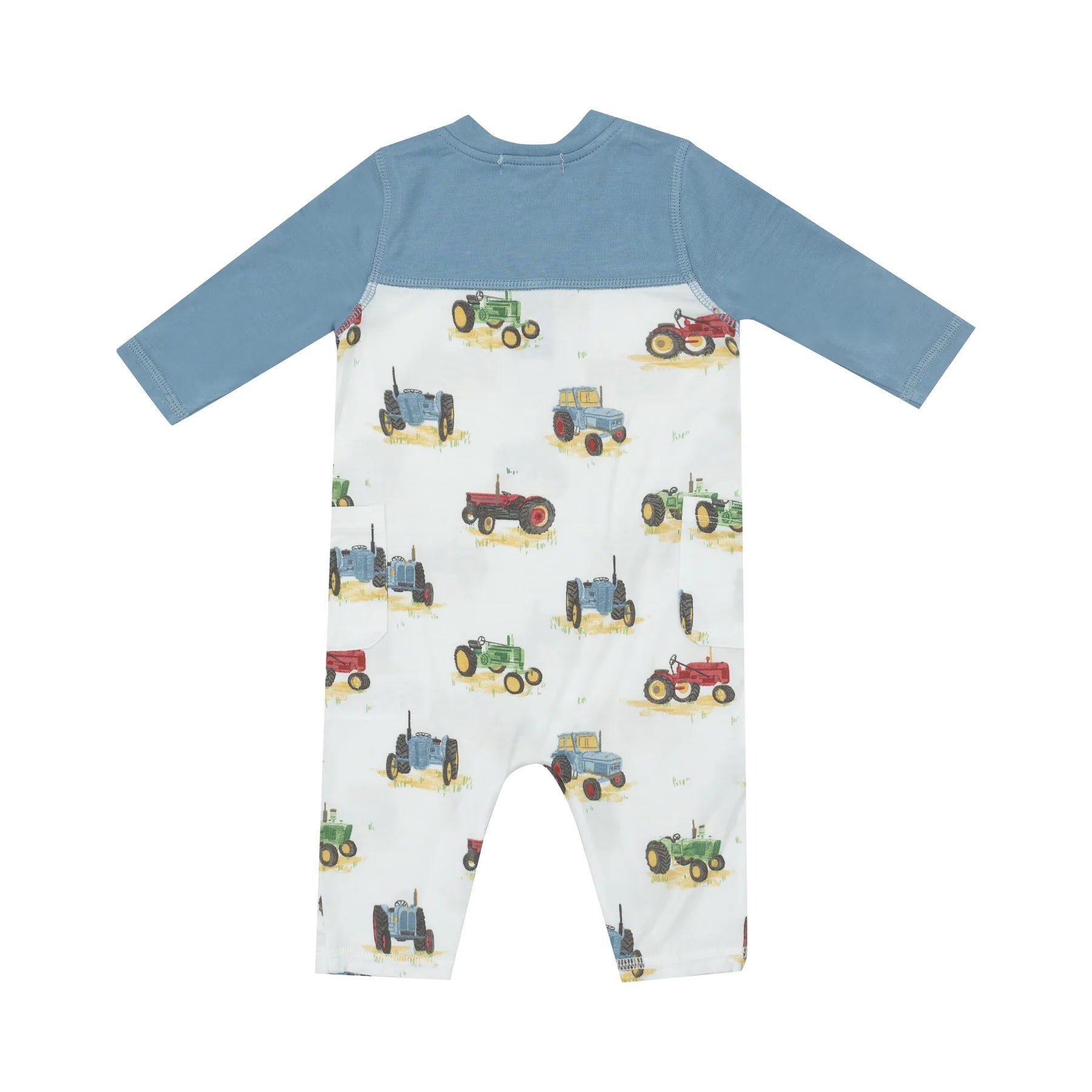 Vintage Tractor Print Baby Romper with Contrast Sleeves - Cute Outfit for Boys & Girls - Perfect for Playdates, Photo Shoots & Farm-Themed Parties