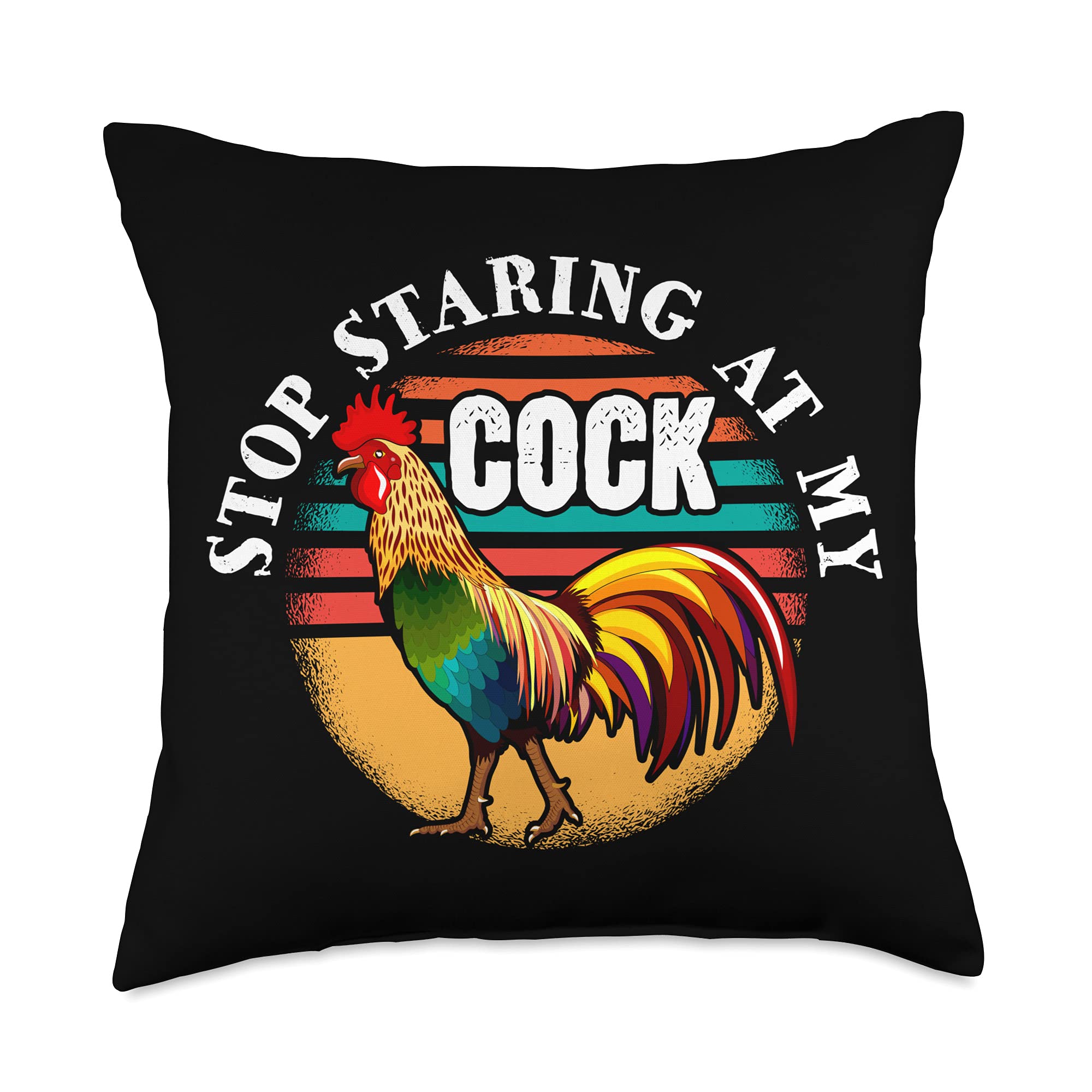 Stop Staring at My Chicken Funny Throw Pillow - Cute Farmhouse Decor for Living Room, Bedroom, or Office - Perfect Gift for Poultry Lovers