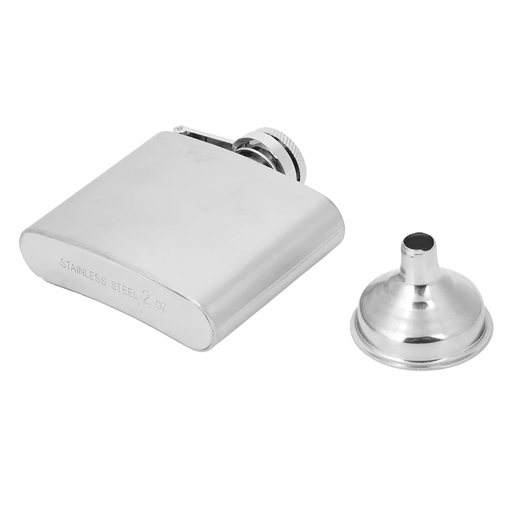 2oz Stainless Steel Liquor Flask for Men - Portable Alcohol Bottle with Funnel for Whiskey, Vodka & Rum - Perfect for Fishing, Camping, Boating & Outdoor Adventures (2oz Flask + 1 Funnel Included)