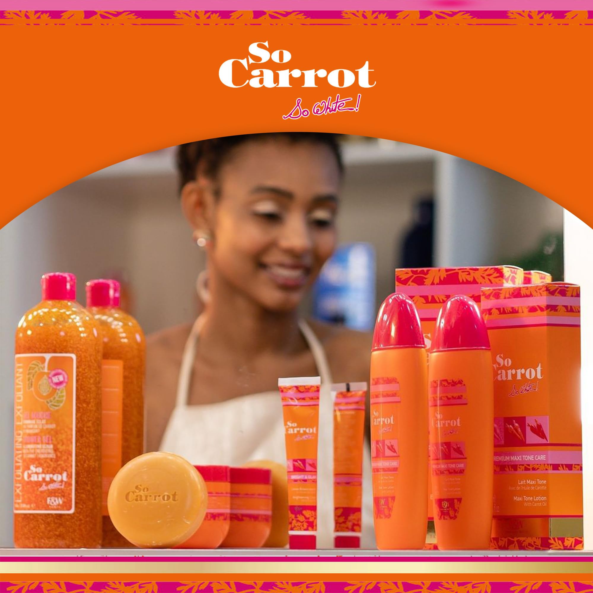 FAIR & WHITE So Carrot Body Scrub & Wash - Exfoliating & Moisturizing - 31.8 Fl Oz (940ml) - Brightening & Smoothing Skin Care - Perfect for Shower & Spa Days