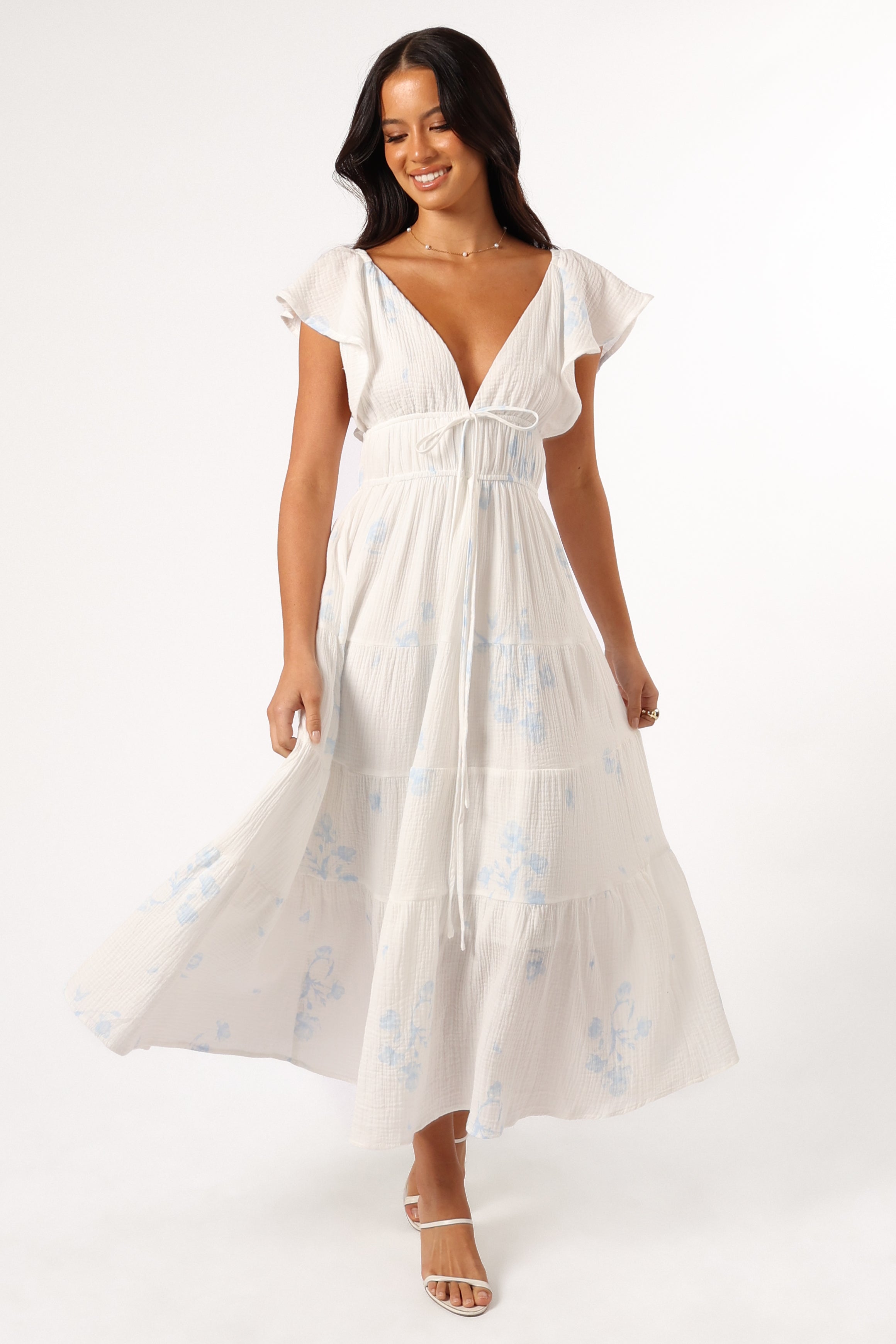 Elowen Midi Dress in Off White | Flowy Summer Dress for Women | Perfect for Beach Vacations, Date Nights & Casual Outings