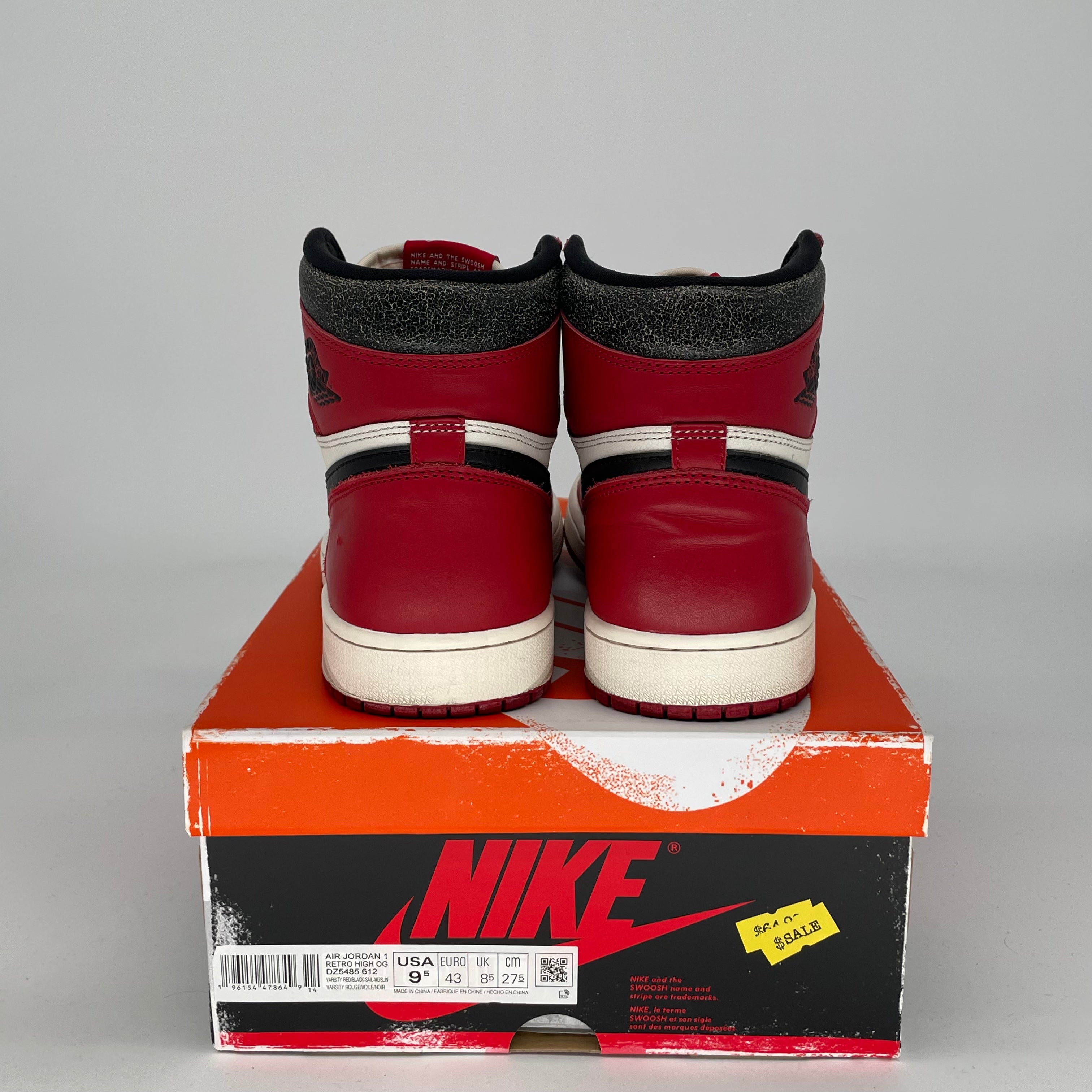 Air Jordan 1 Chicago Lost & Found Sneakers - Men's Size 9.5/Women's 11 (DZ5485-612) - Retro Basketball Shoes for Streetwear & Casual Outfits
