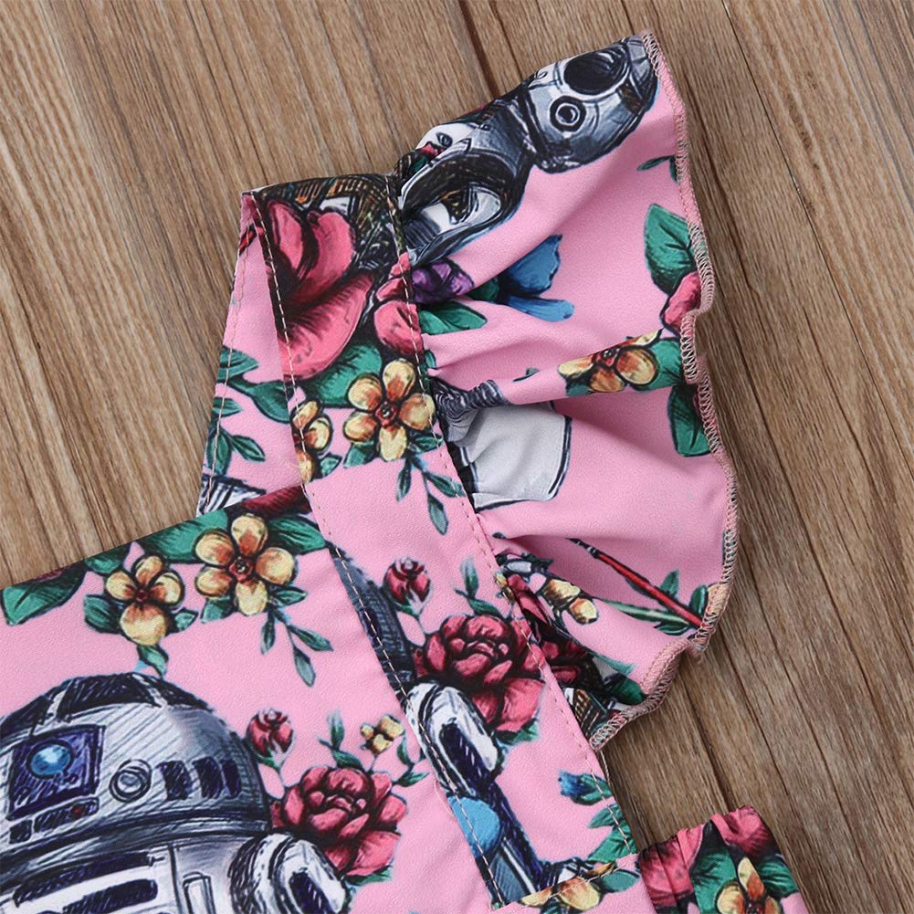 **Axupico Baby Girl Romper - Floral Sleeveless Backless Ruffle Sleeve One-Piece Outfit for Newborns & Toddlers | Princess Summer Clothes for Beach, Party & Photo Shoots**