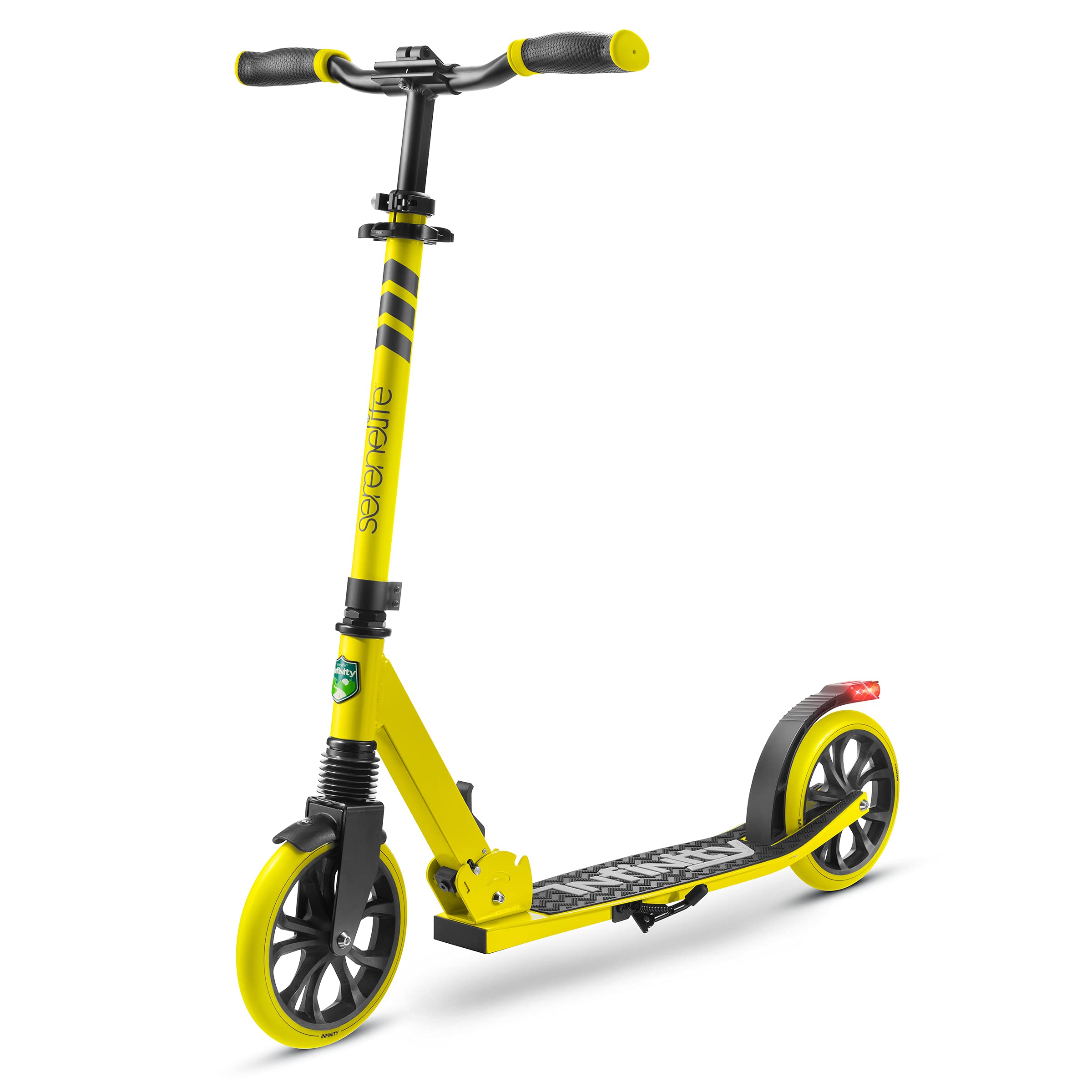 SereneLife Foldable Kick Scooter for Adults & Teens - Adjustable T-Bar Handlebar, Alloy Deck, Rubber Grip, Smooth Gliding Wheels - Perfect for Commuting, Urban Travel & Outdoor Fun