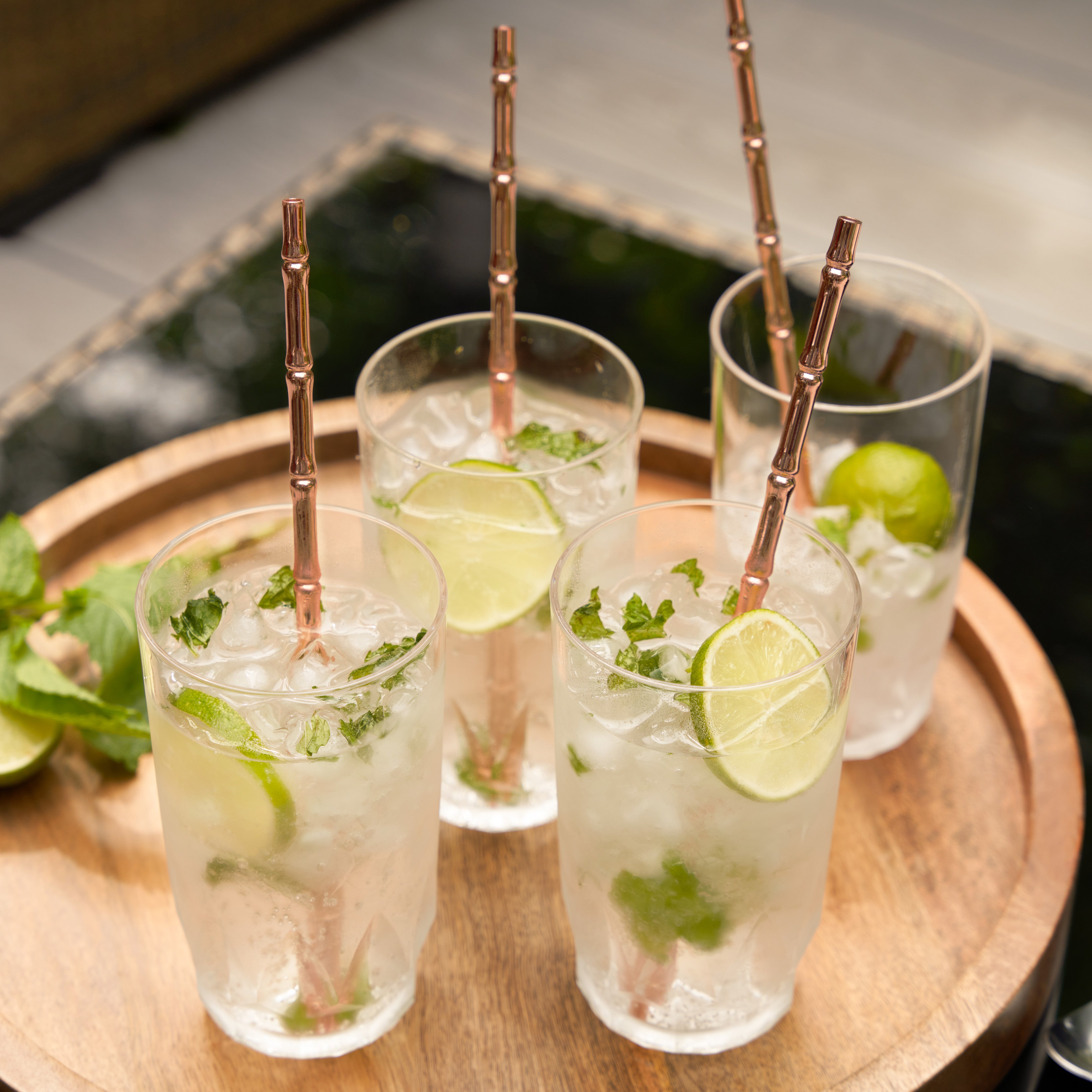 Eco-Friendly Reusable Copper Bamboo Straws Set of 4 - Sustainable Drinking Straws for Smoothies, Cocktails & Iced Coffee at Home or Restaurant