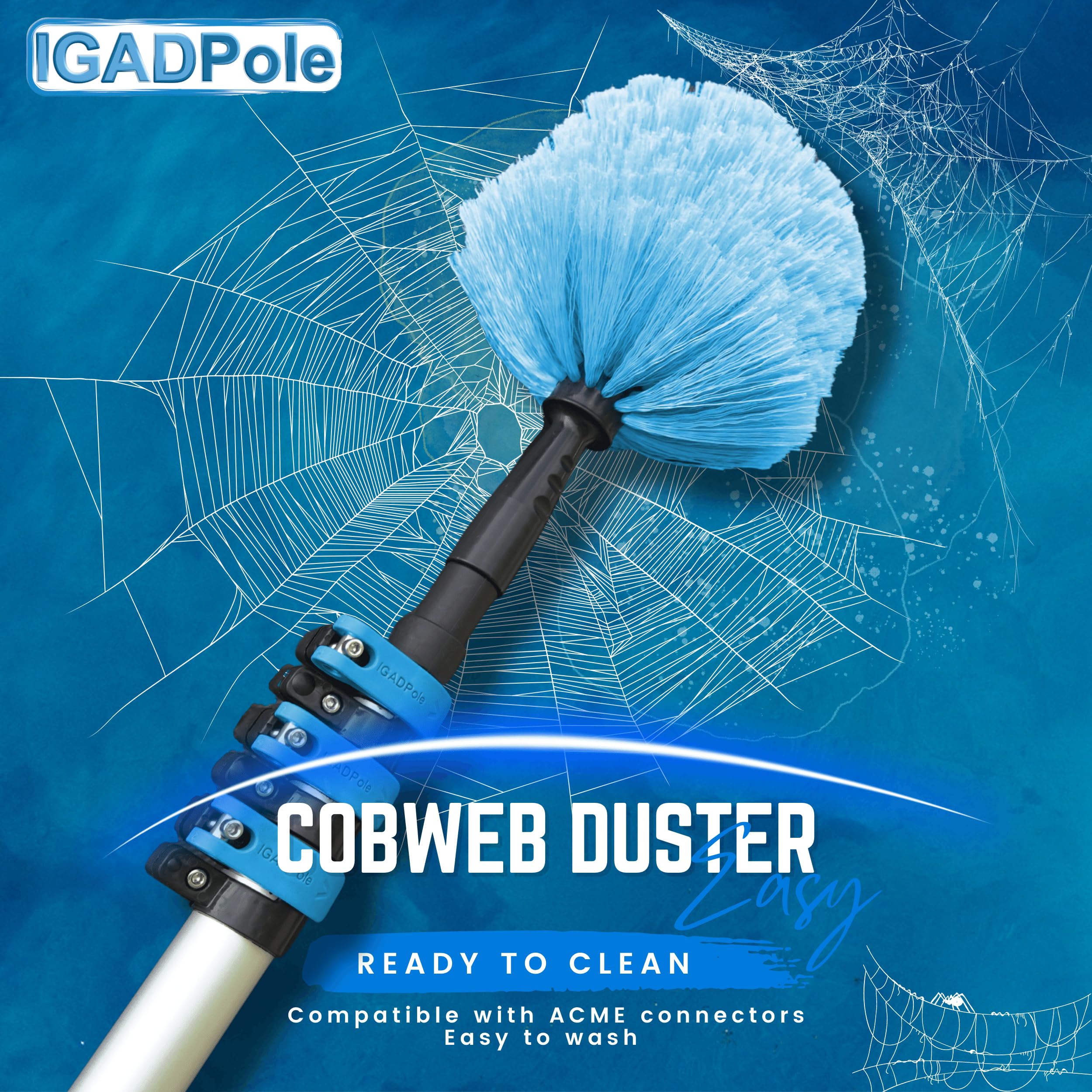 24ft IGADPole Window Washing Kit - 6-Stage Telescoping Pole (5-24ft), Water-fed Brush, Cobweb Duster, 10” Squeegee & Soap Dispenser for Professional Window Cleaning - Perfect for High-Rise Buildings, Residential Homes & Commercial Properties