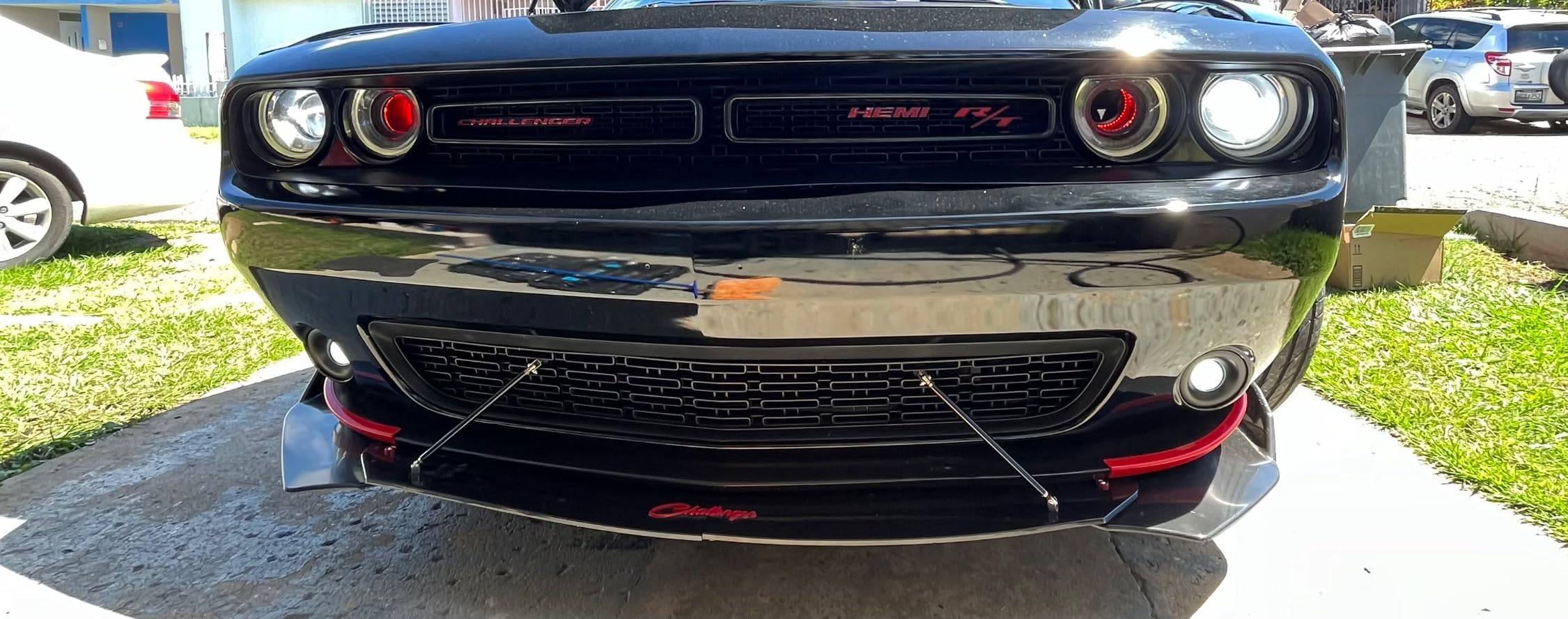 2015-2020 Dodge Challenger SXT Front Bumper Lip Spoiler - Red ABS Plastic Deflector Cover with 3M Adhesive | Exterior Car Styling Accessories for Street Racing & Show Car Enhancement