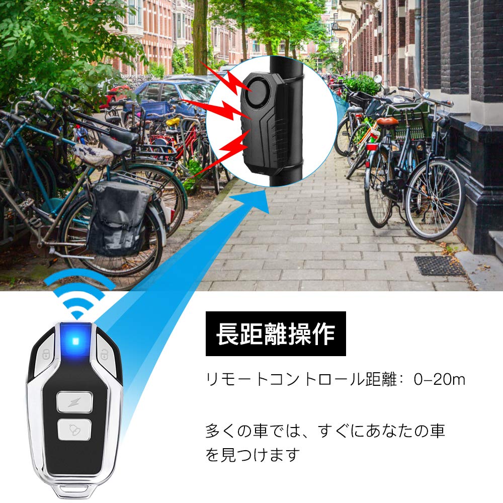 ONVIAN Wireless Bike Alarm with Remote - 113dB Waterproof Anti-Theft Security Alarm with Vibration & Motion Sensor for Bicycle, Motorcycle, Electric Scooter, Moped | Perfect for Outdoor Parking, Commuting & Travel Protection