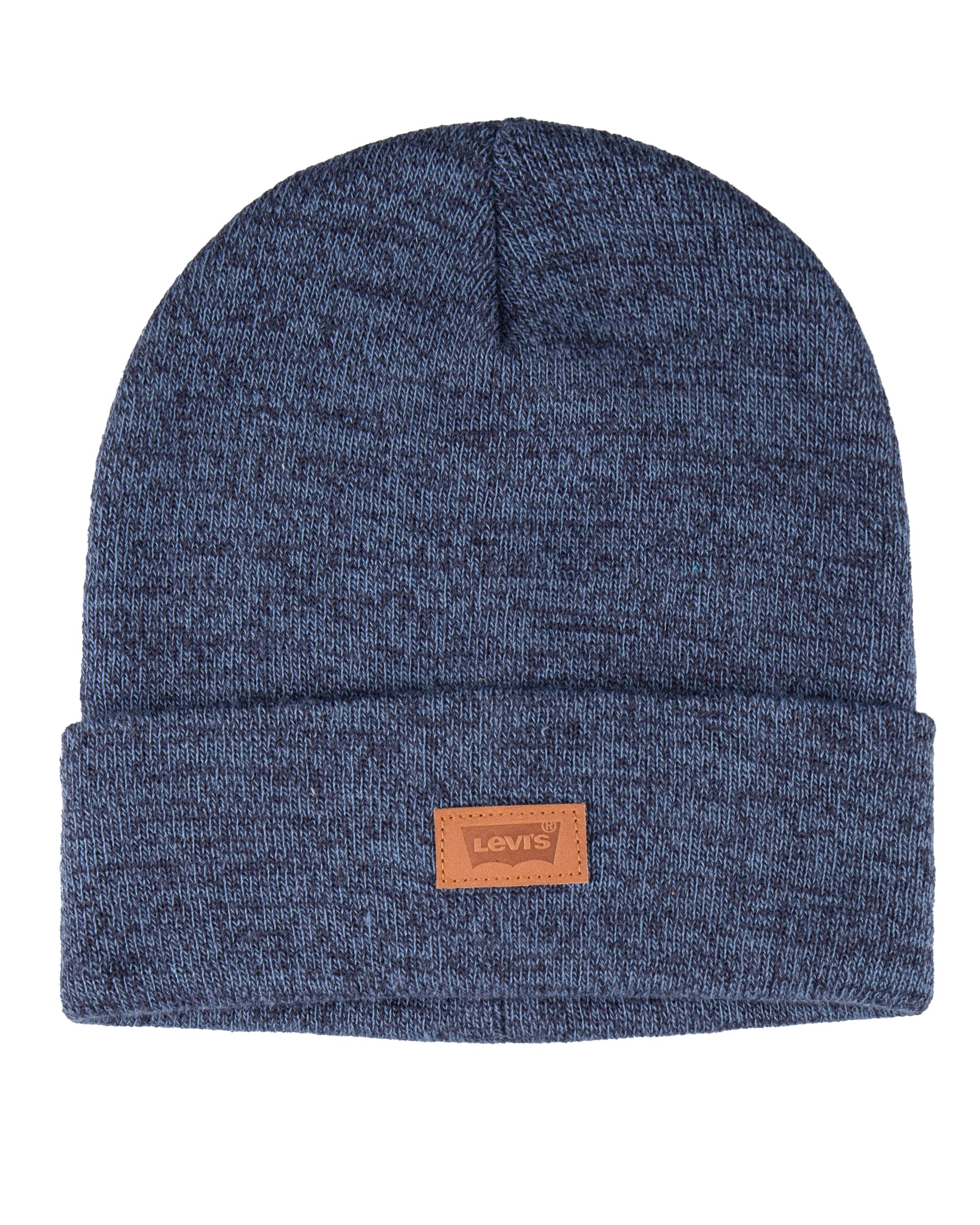 Levi's All Season Comfortable Leather Logo Patch Cuffed Beanie Hat for Men & Women - Perfect for Winter, Fall, and Outdoor Activities