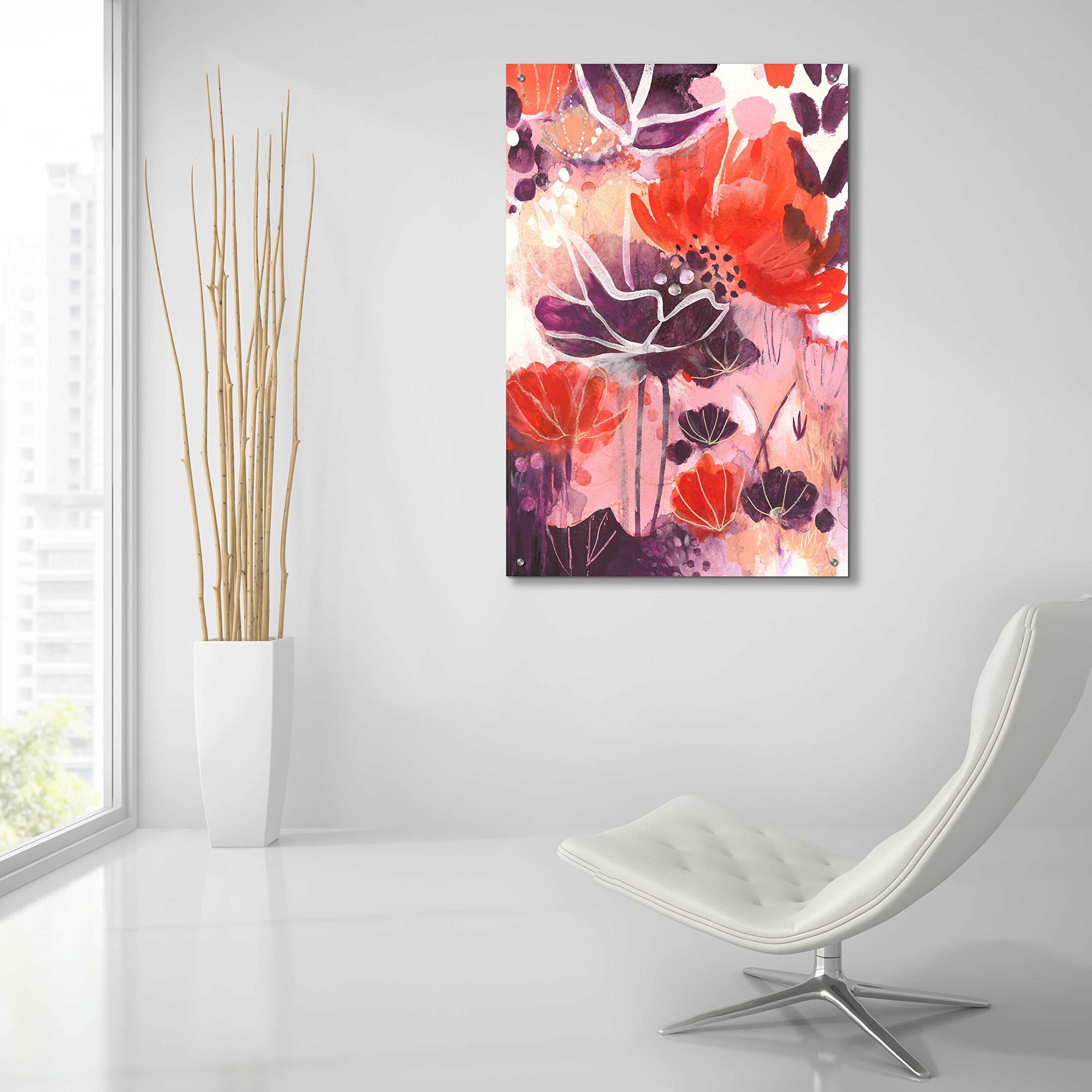 Corina Capri 'Open Up' Acrylic Glass Wall Art - 24x36 Inches Modern Abstract Painting for Living Room, Bedroom & Office Decor