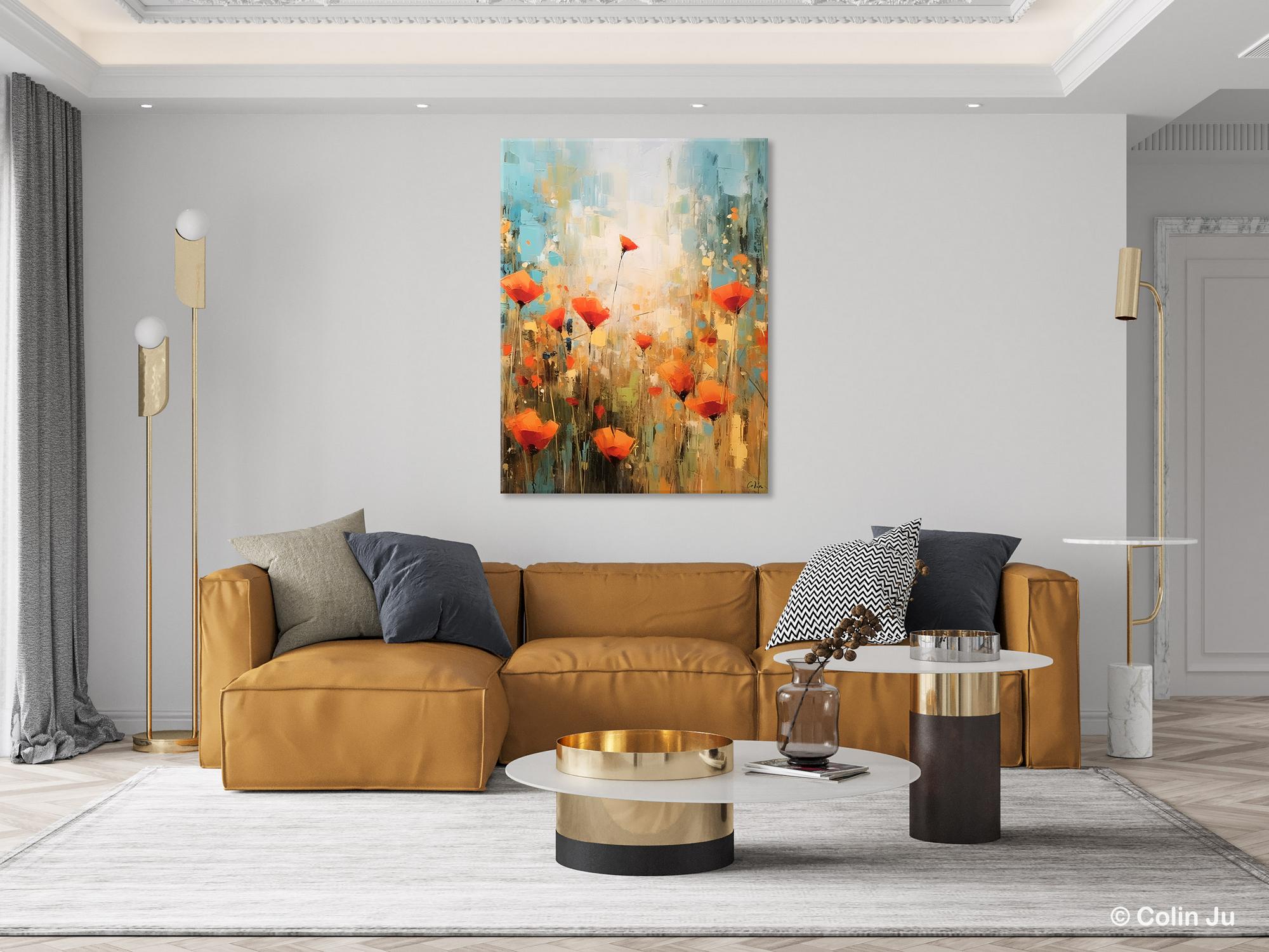 Abstract Flower Acrylic Painting on Canvas - Handmade Modern Wall Art for Bedroom Decor, Living Room & Office | Original Floral Artwork