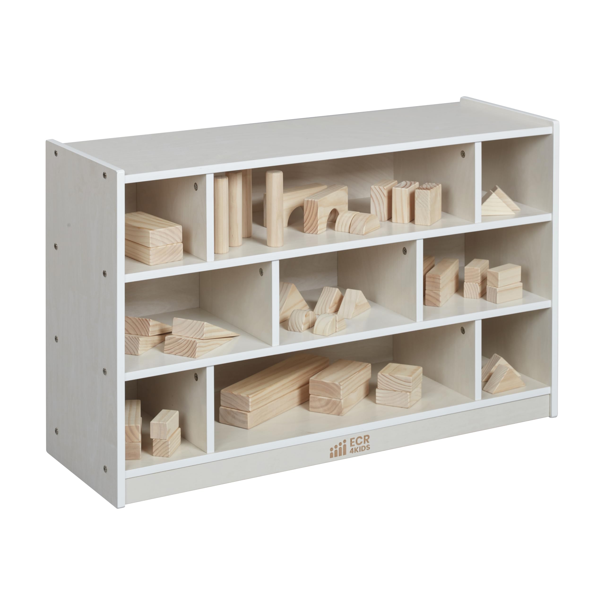 ECR4Kids Mobile Block Storage Cart - Medium White Wash Classroom Furniture for Organizing Toys, Books & Supplies | Ideal for Preschool, Daycare & Homeschool Use