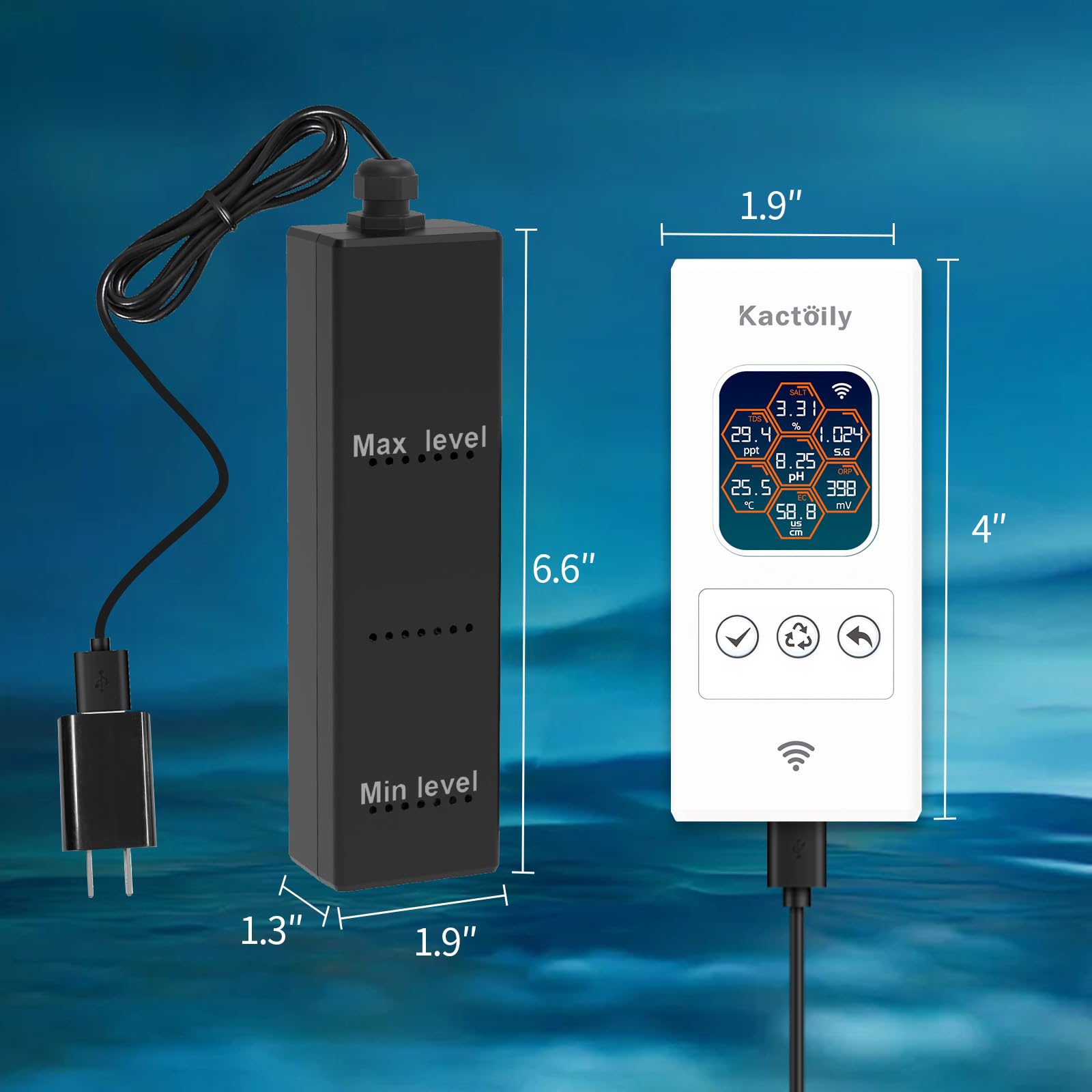 Smart Aquarium Water Quality Monitor - pH, ORP, Salt, TDS, EC & Temperature Tester with WiFi for Freshwater & Saltwater Fish Tanks | 24/7 Remote Monitoring for Healthy Aquatic Life