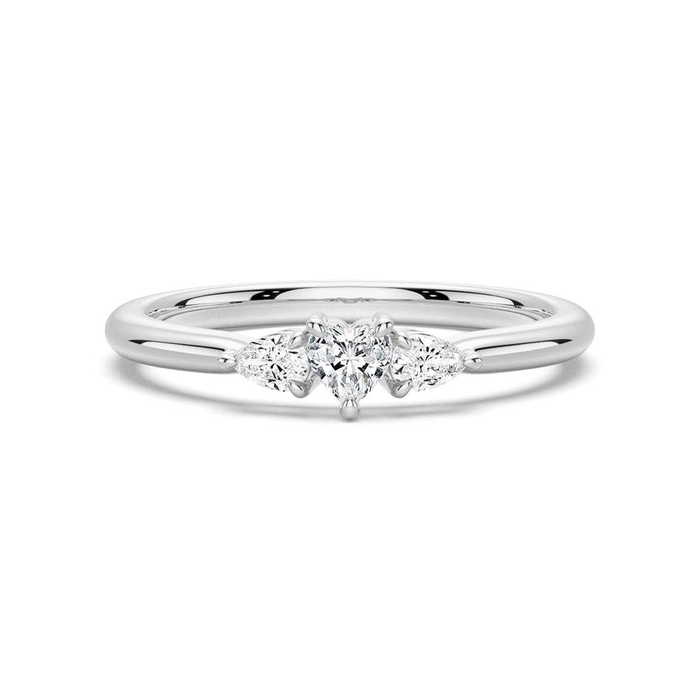 Lab Grown Diamond Promise Ring with Heart & Pear Design - True Love Symbol for Engagement, Anniversary & Special Occasions