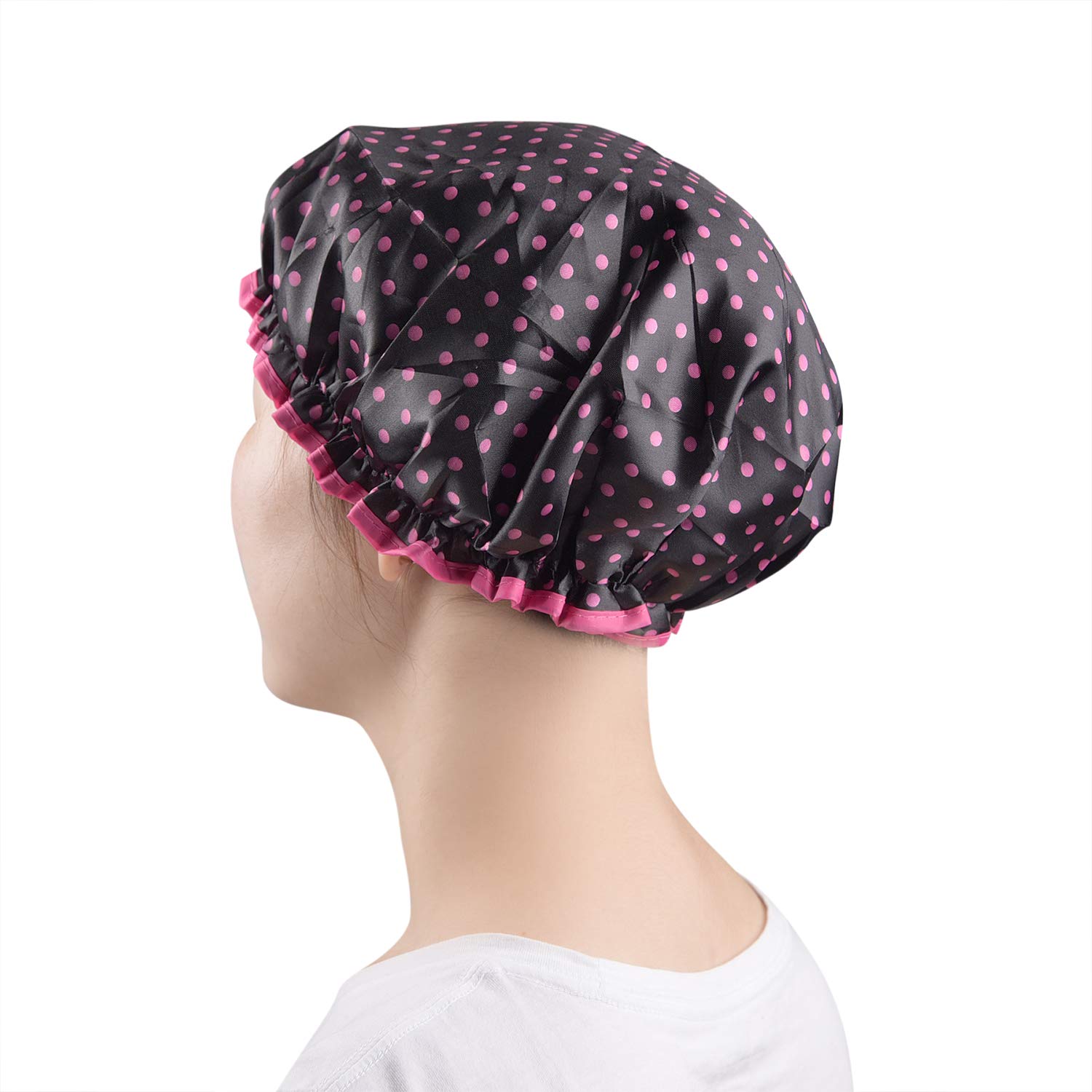 TUPARKA 3 Pack Waterproof Shower Caps - Double Layer Bathing Cap for Women & Girls | Reusable Hair Protection for Swimming, Spa, Salon & Home Use