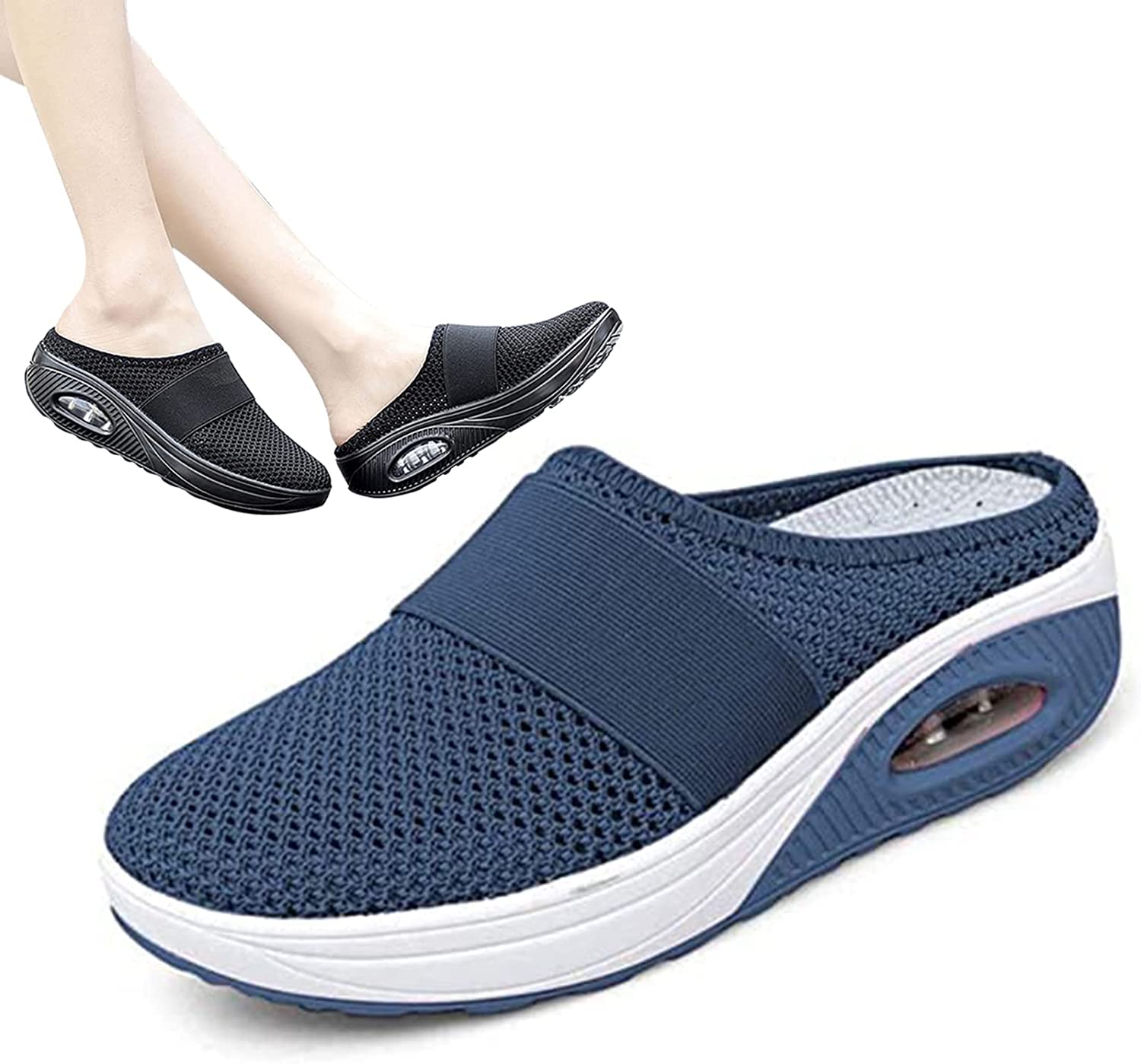 CAMZ Women's Diabetic Slip-On Platform Loafers - Air Cushion Orthopedic Walking Shoes for Women with Arch Support - Comfortable Casual Shoes for Work, Travel & Daily Wear