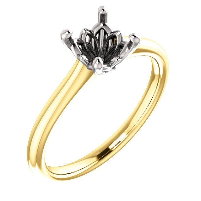14KT Yellow & White Gold Solitaire Engagement Ring Setting for Round, Oval, Cushion, Square & Emerald Cut Diamonds - Perfect for Proposals, Weddings & Anniversary Gifts