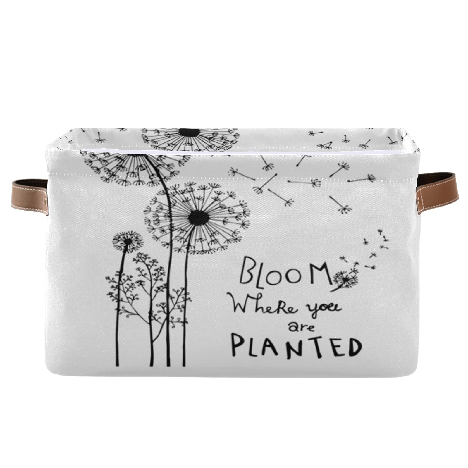 Handmade Dandelion Square Storage Basket - Waterproof Laundry Hamper & Nursery Organizer with Handles for Toys, Clothes, Closet Organization | Perfect for Baby Rooms, Bathrooms & Home Decor