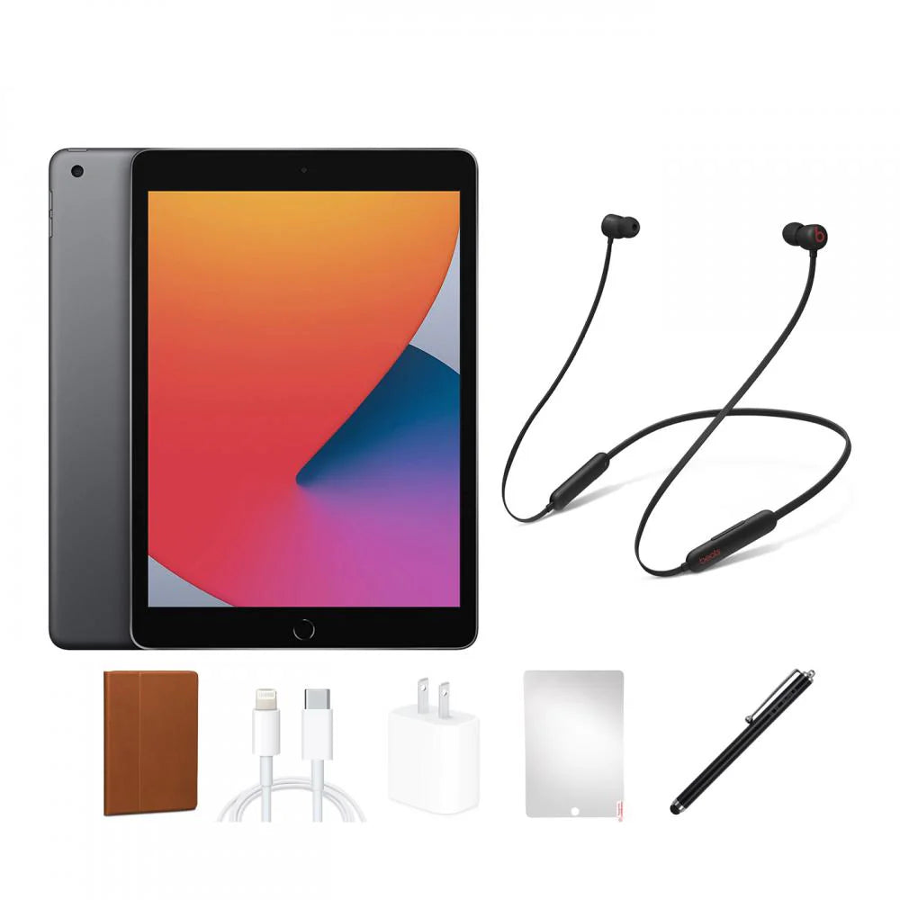 Refurbished Apple iPad 8 with Beats Headphones, Protective Case & Stylus - Perfect for Students, Professionals & Home Entertainment