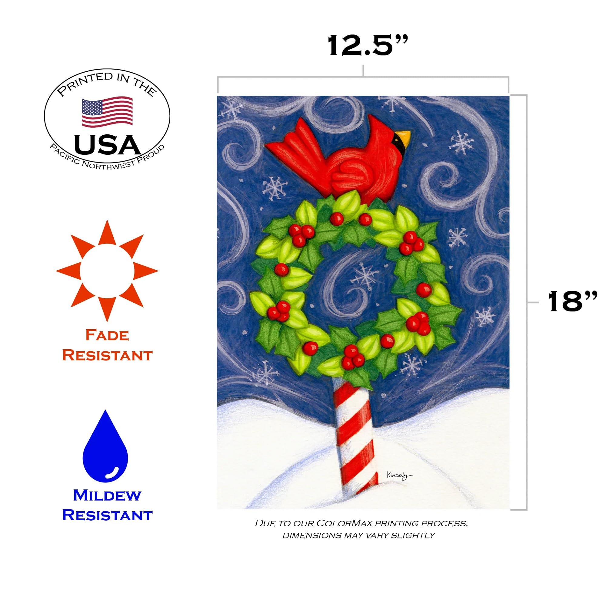Toland Home Garden Winter Wonderland Double Sided 12x18 Inch Outdoor Winter Flag with Cardinal Bird - Perfect for Yard, Porch & Seasonal Holiday Decoration