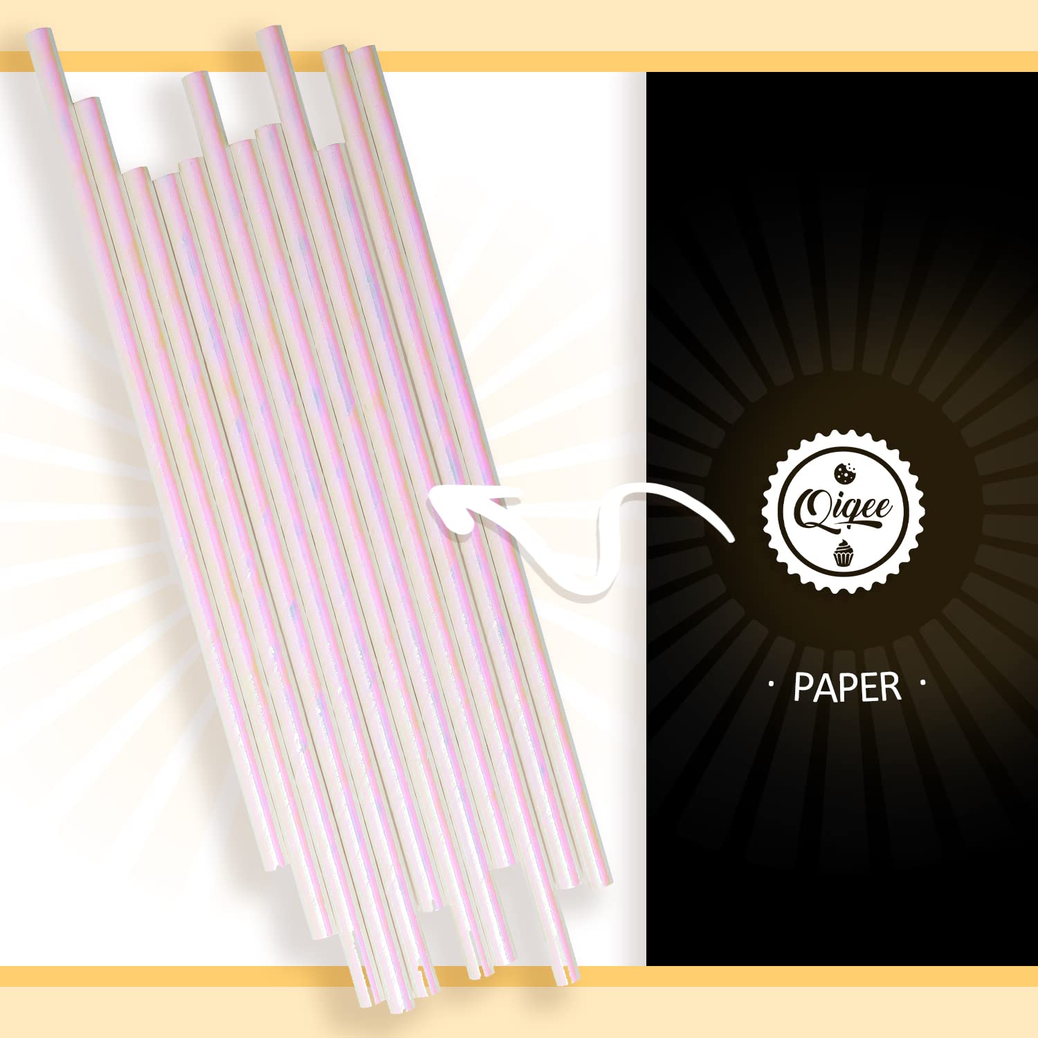 Eco-Friendly Iridescent Paper Drinking Straws - Biodegradable Disposable Straws Bulk Pack of 150 | Perfect for Parties, Weddings, and Eco-Conscious Events