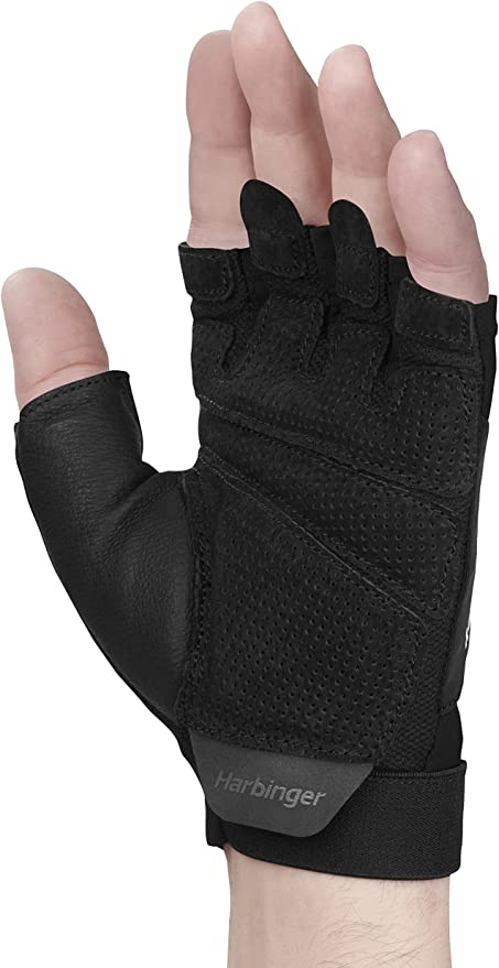 Harbinger Unisex Flexfit Gloves 2.0 - Black Weightlifting Gloves for Gym, CrossFit & Workout - Breathable & Comfortable Training Gloves for Men & Women